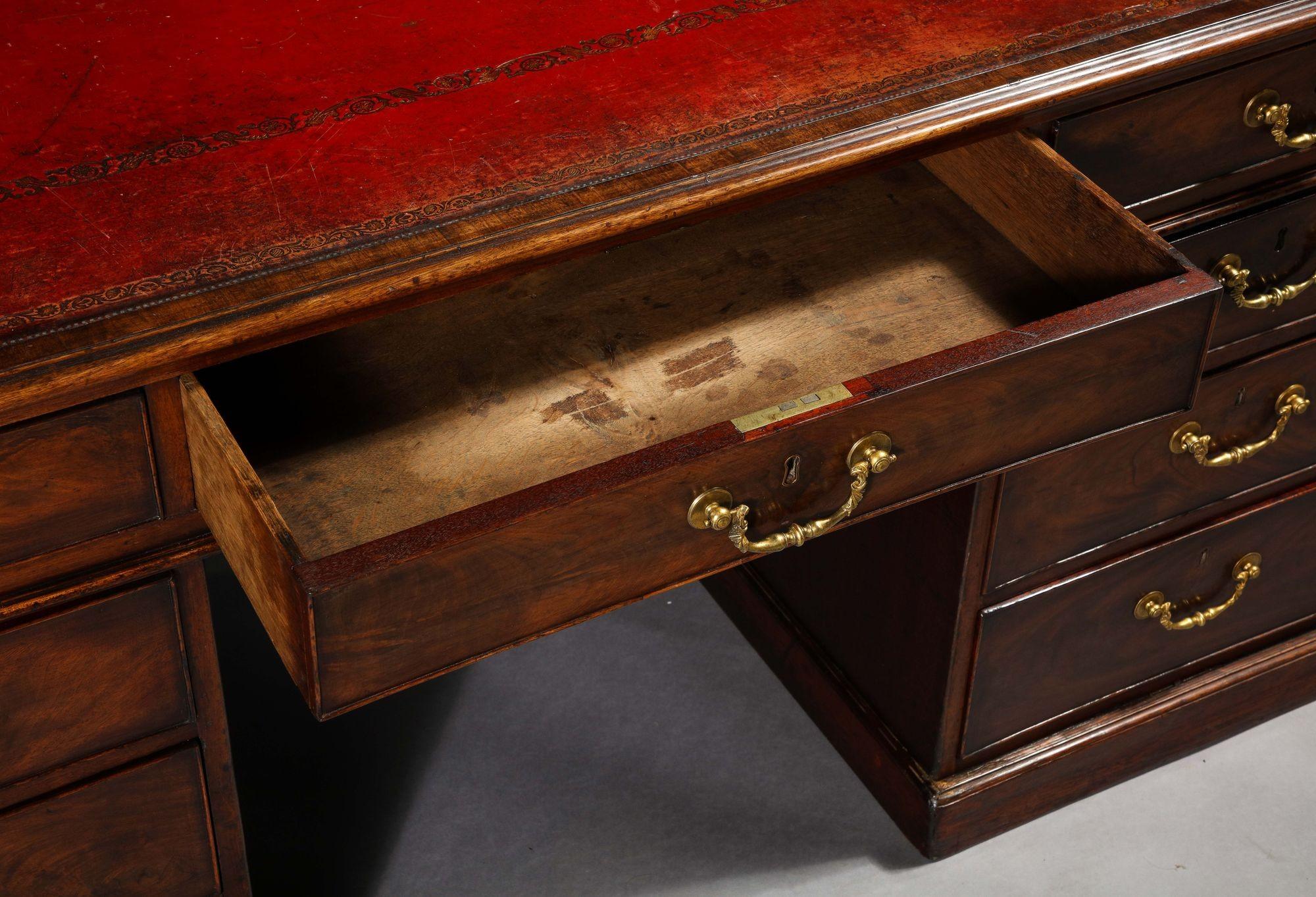 Leather George III Mahogany Partner's Desk For Sale