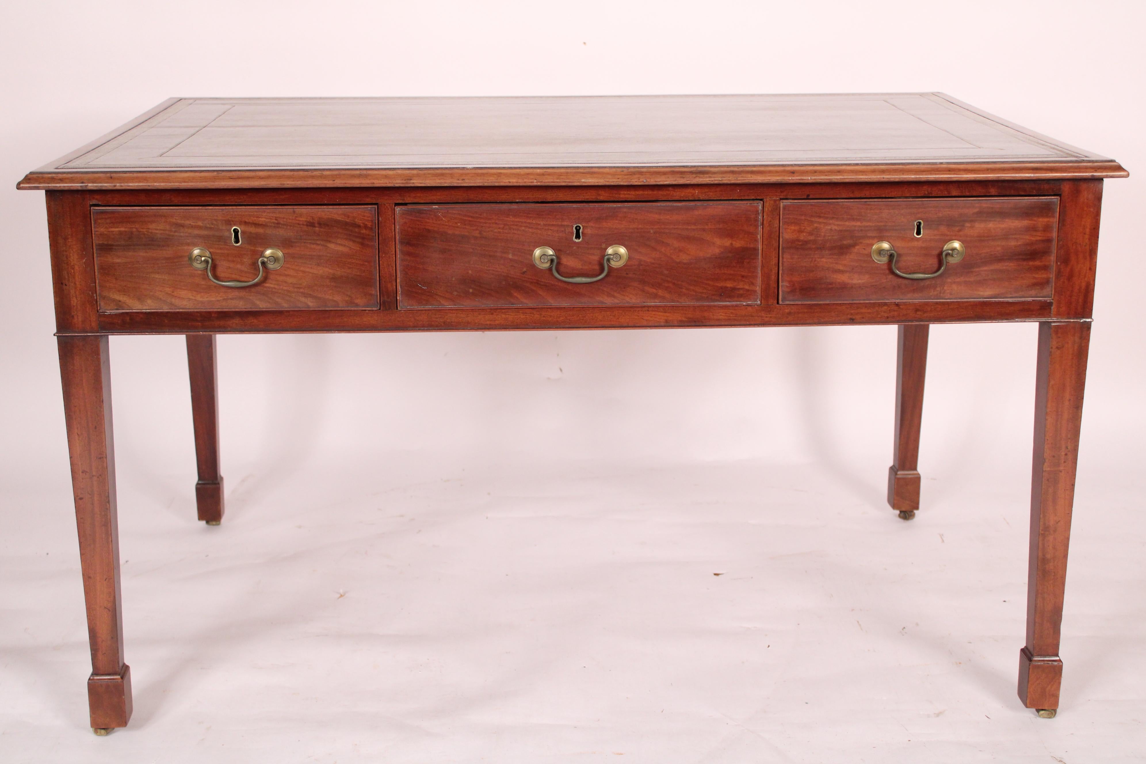 Antique George III Style Mahogany Partners Writing Table In Good Condition For Sale In Laguna Beach, CA