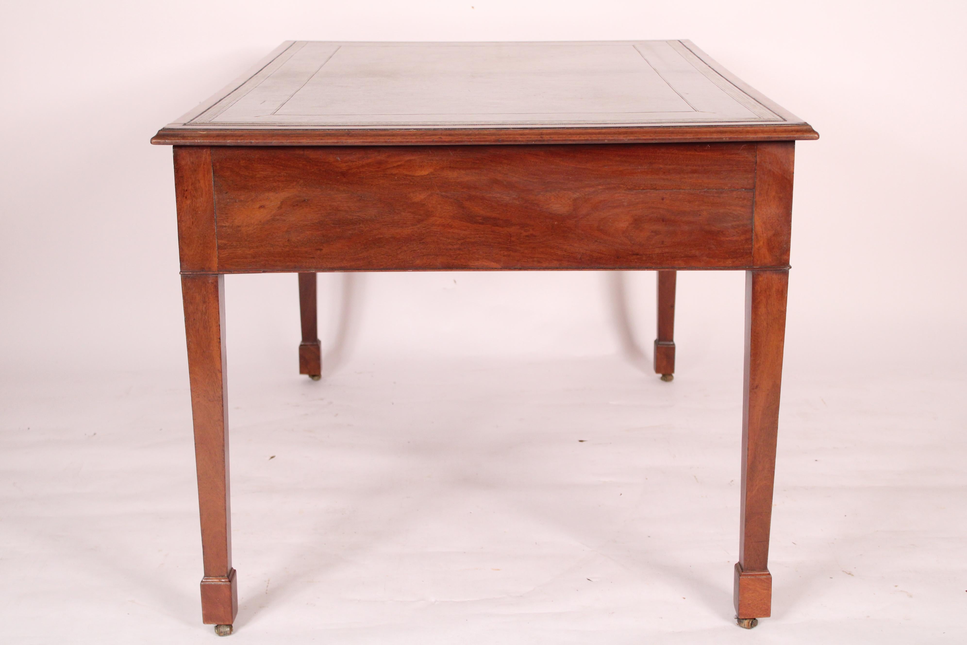19th Century Antique George III Style Mahogany Partners Writing Table For Sale