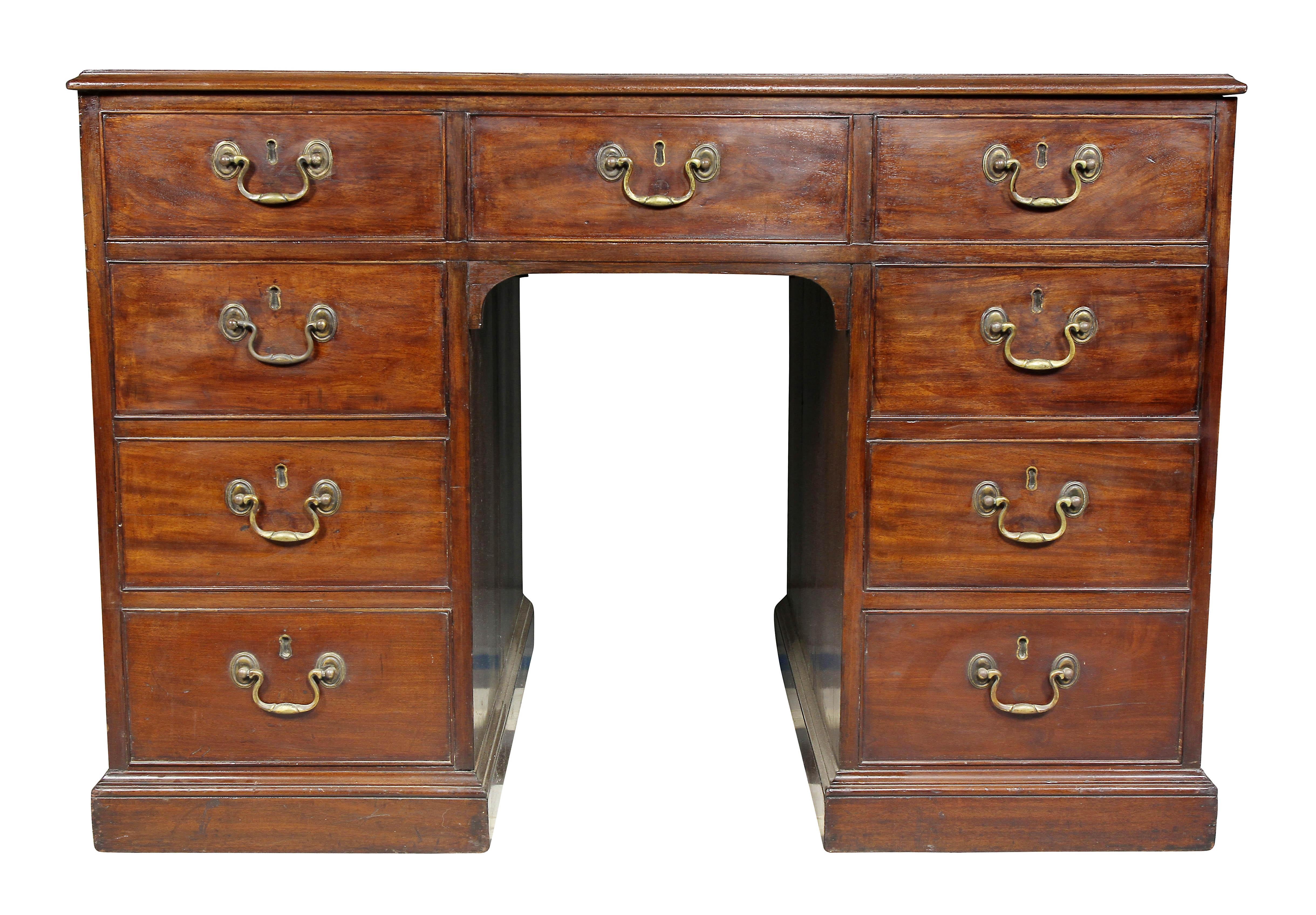 George III Mahogany Pedestal Desk For Sale 5