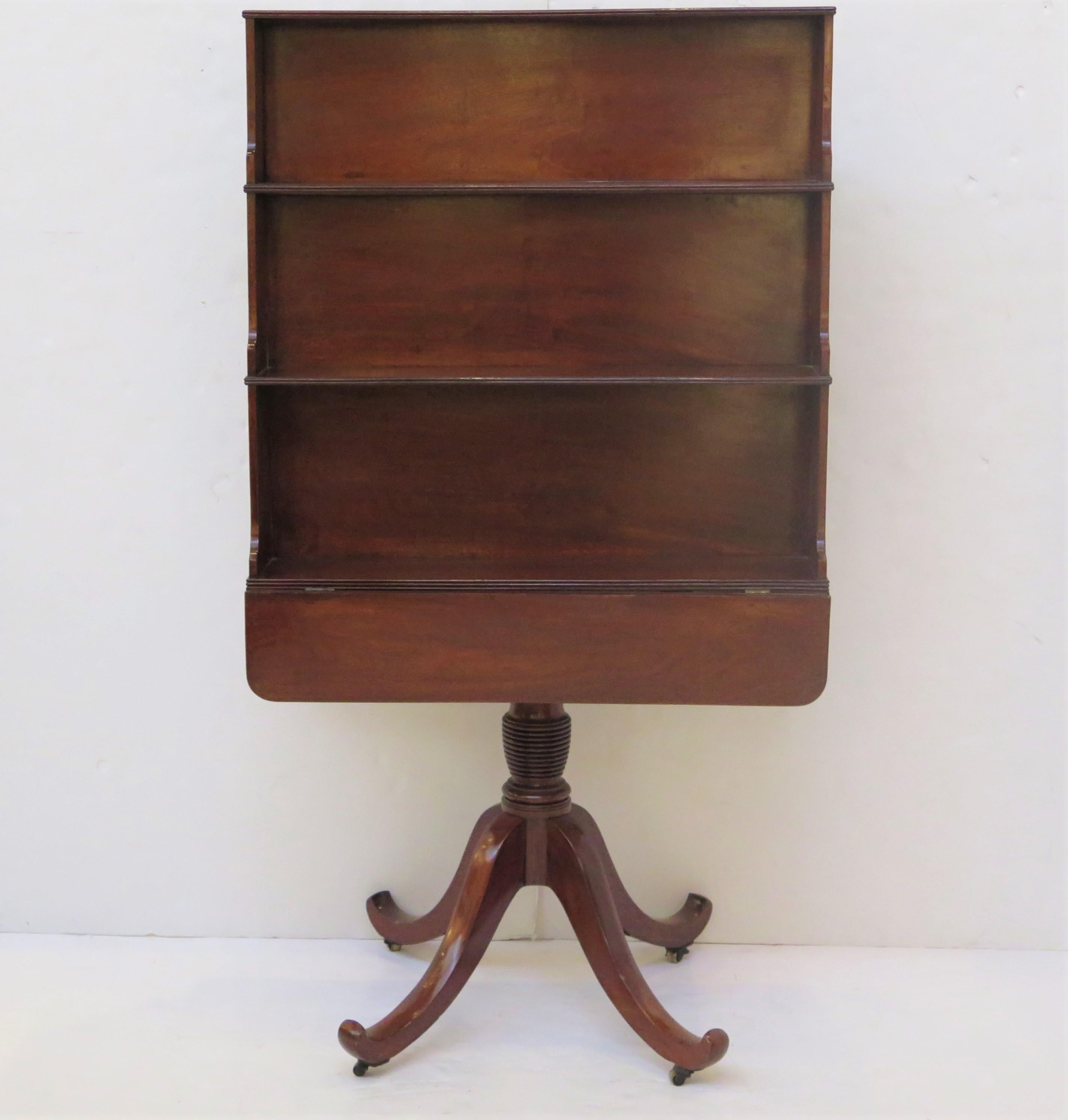 Hand-Carved George III Mahogany Pedestal Waterfall Bookcase For Sale