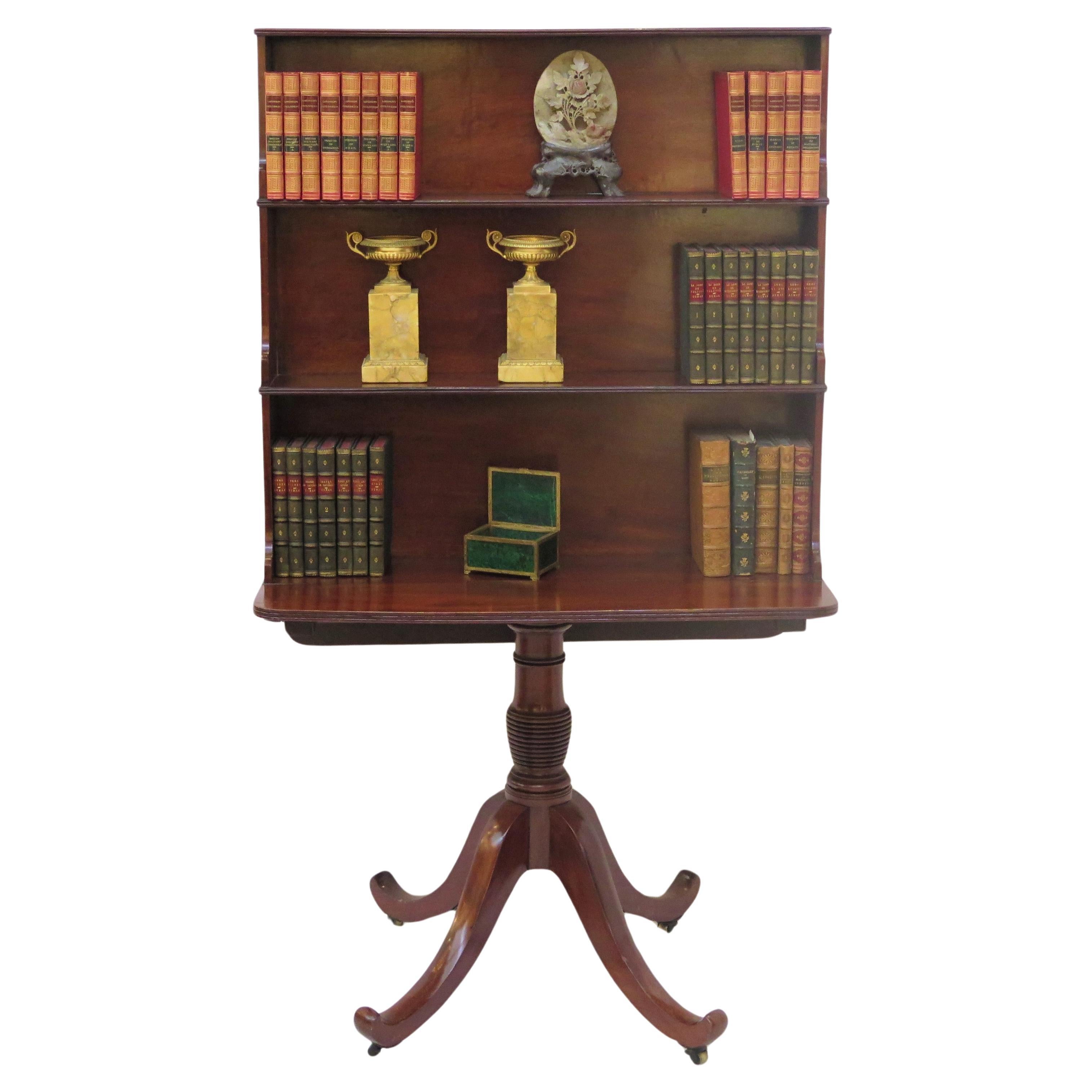 George III Mahogany Pedestal Waterfall Bookcase For Sale