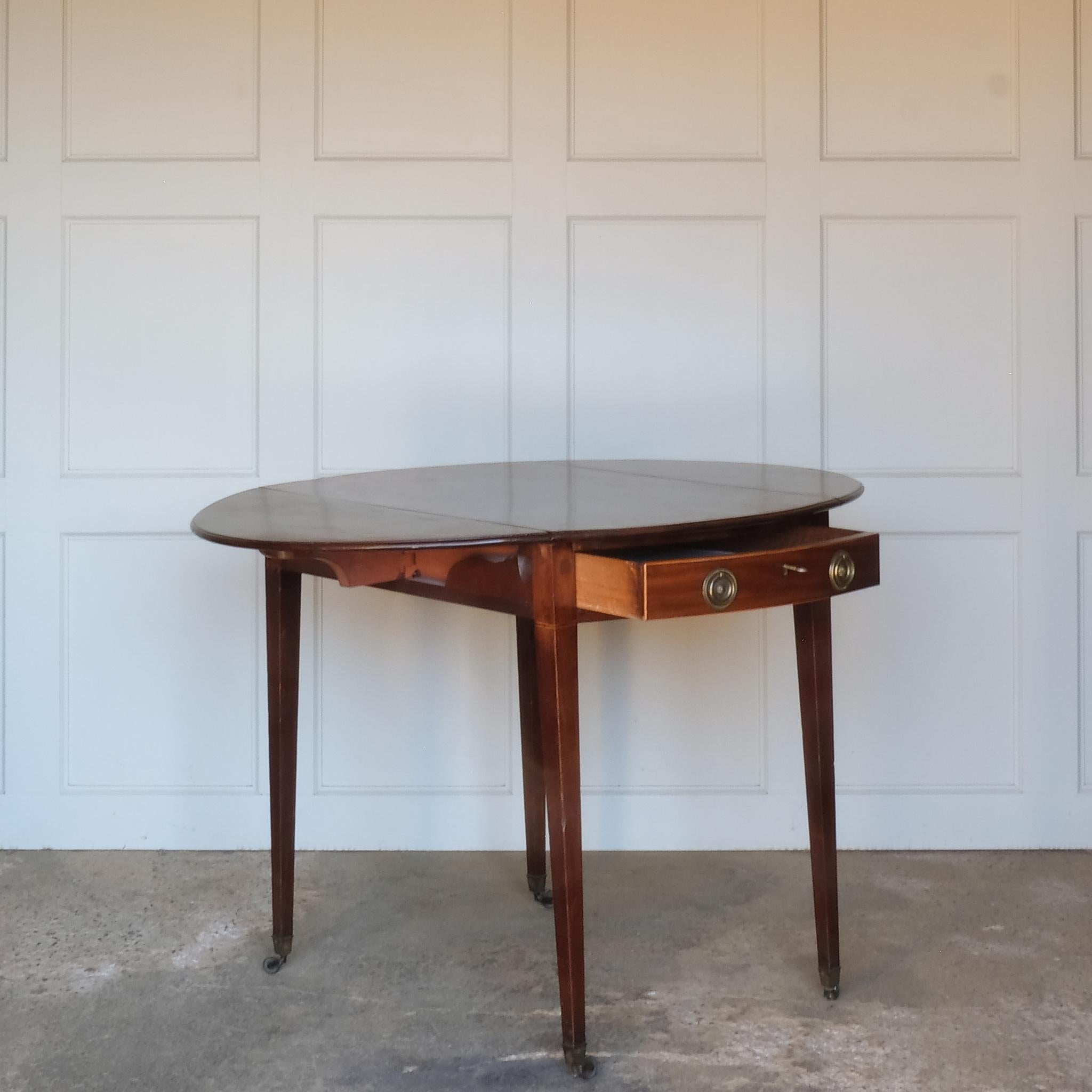Brass George III Mahogany Pembroke Table For Sale
