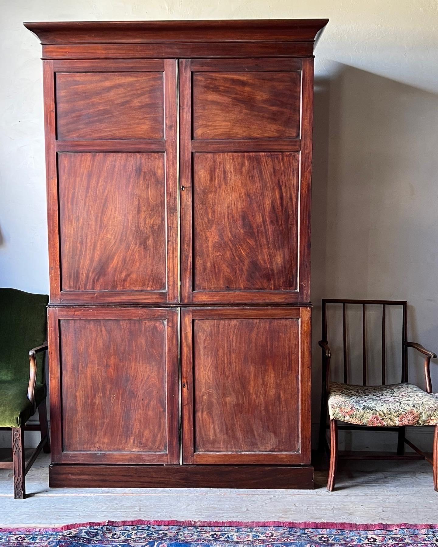 18th Century and Earlier George III mahogany press cupboard For Sale