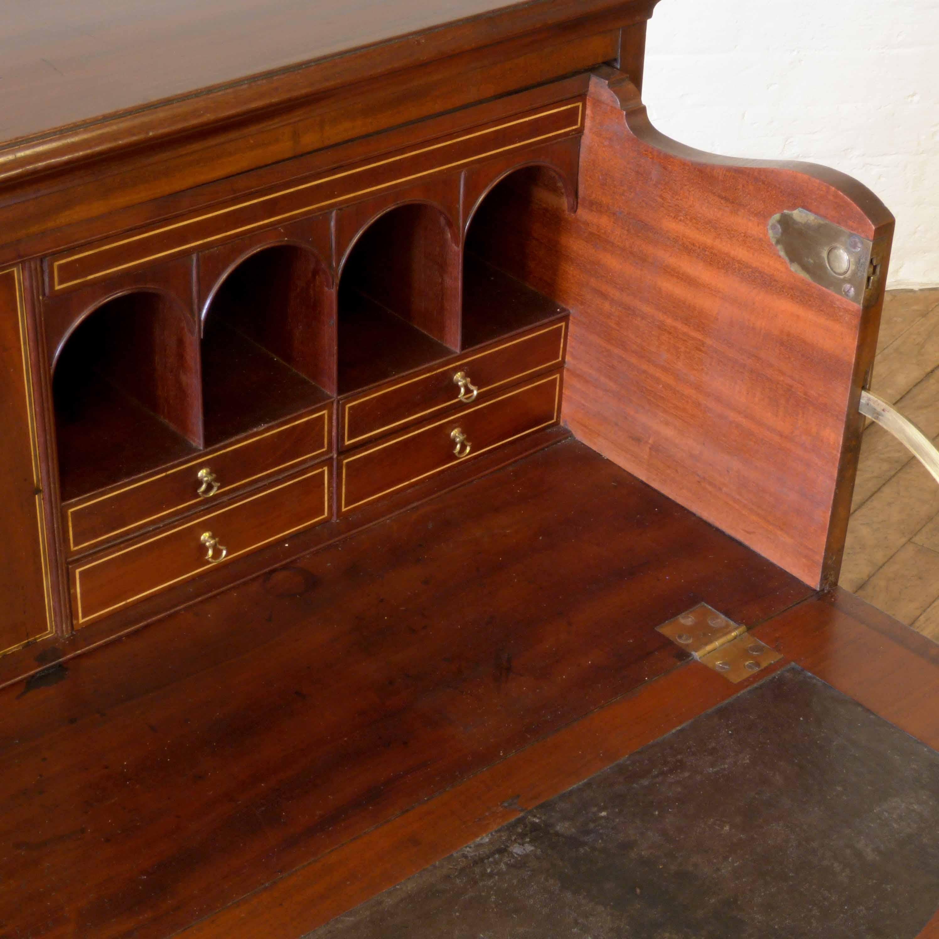 Polished George III Mahogany Secretaire Chest For Sale