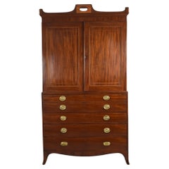 George III Mahogany Secretaire Linen Press