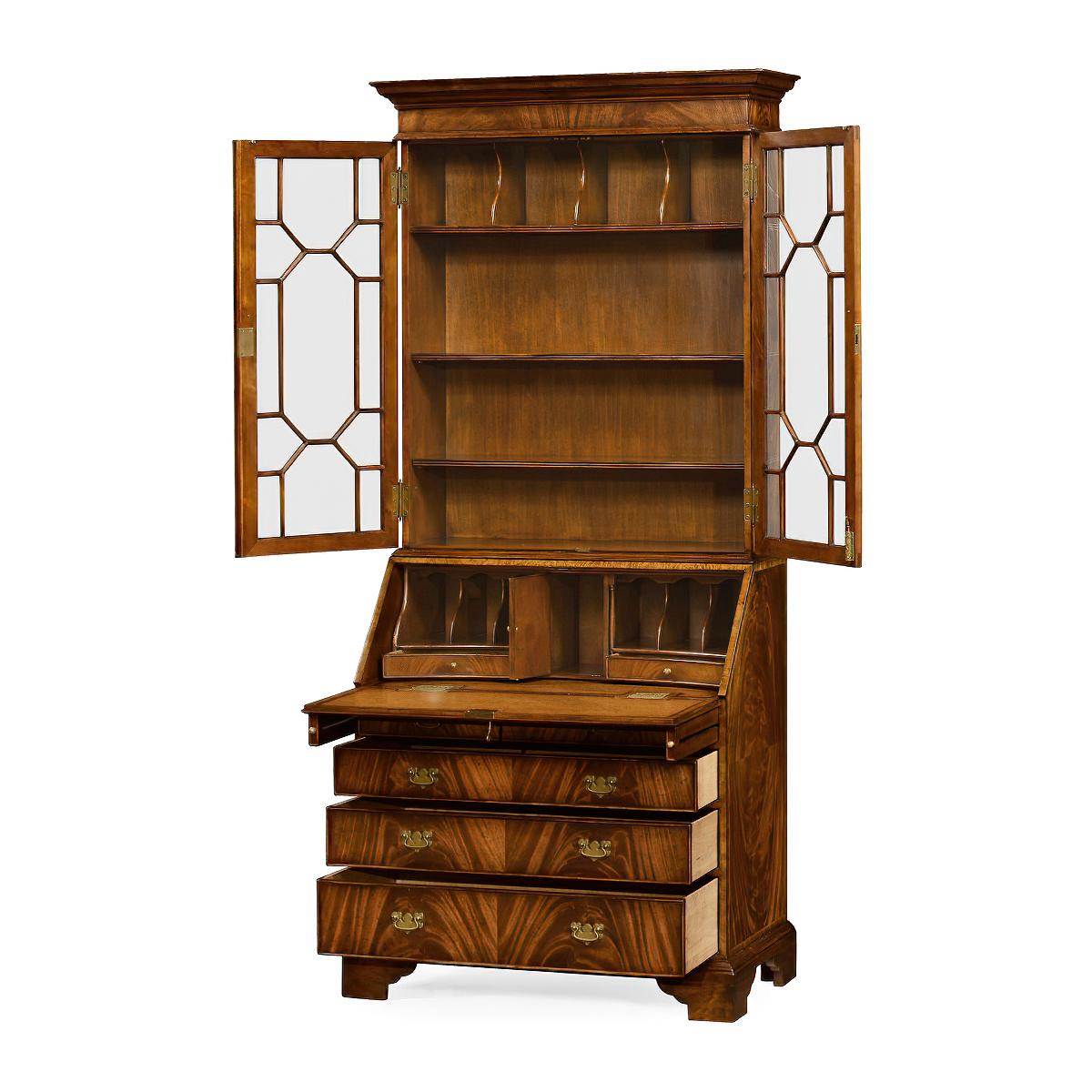 Contemporary George III Mahogany Secretary Bookcase For Sale