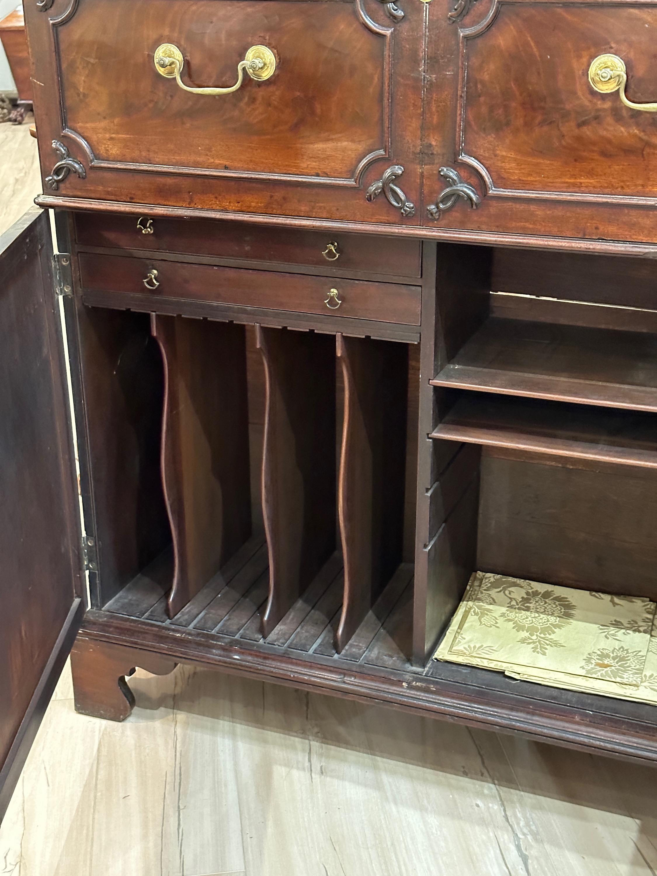 Hand-Crafted George III Mahogany Secretary Bookcase