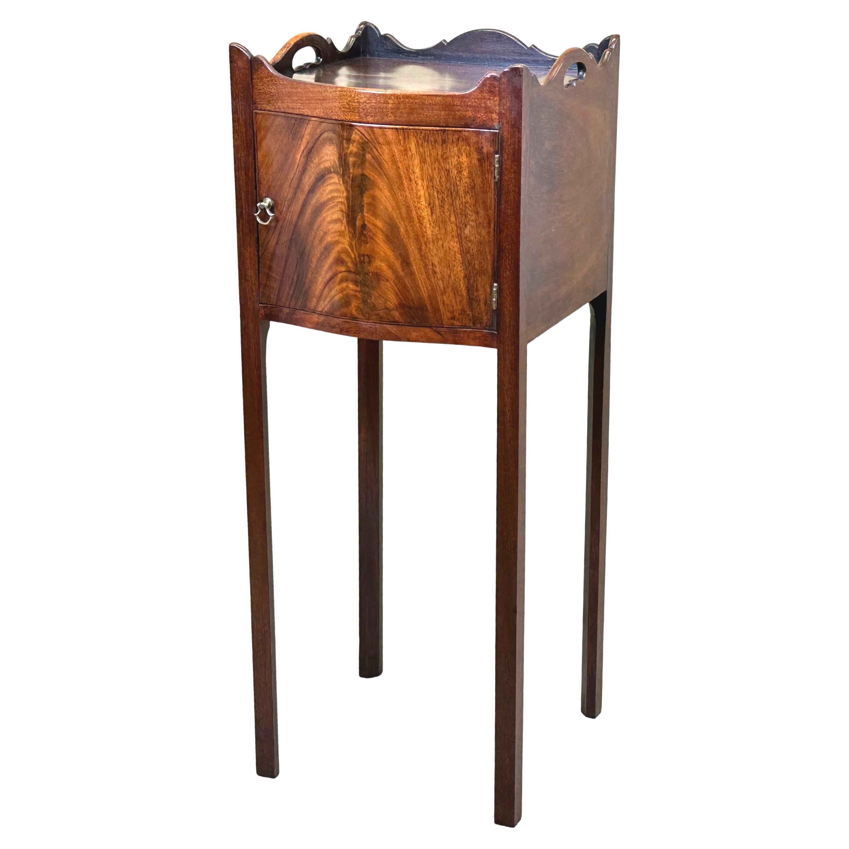 George III Mahogany Serpentine Bedside Table