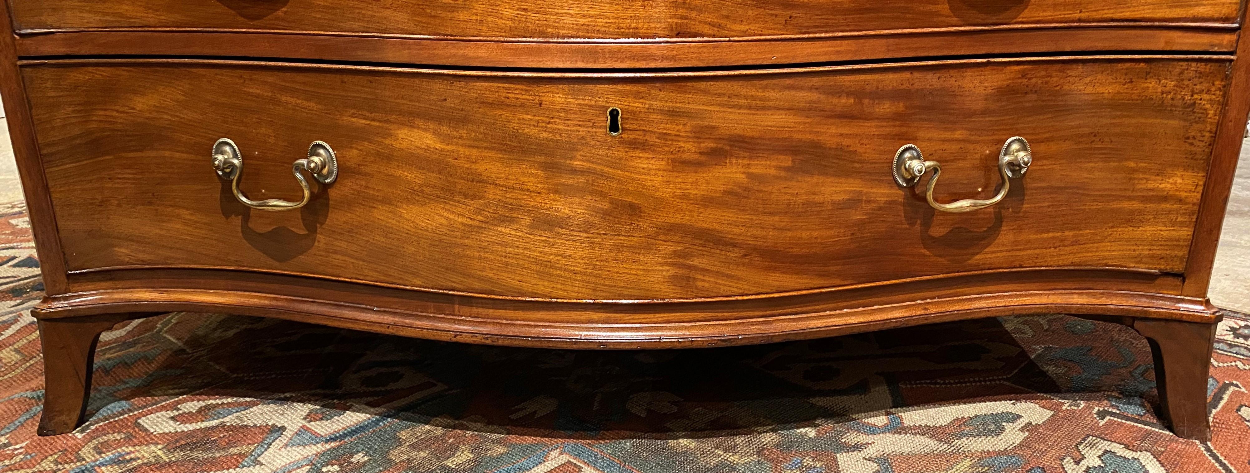 George III Mahogany Serpentine Dressing Commode w/ Fitted Leather Writing Slide For Sale 1