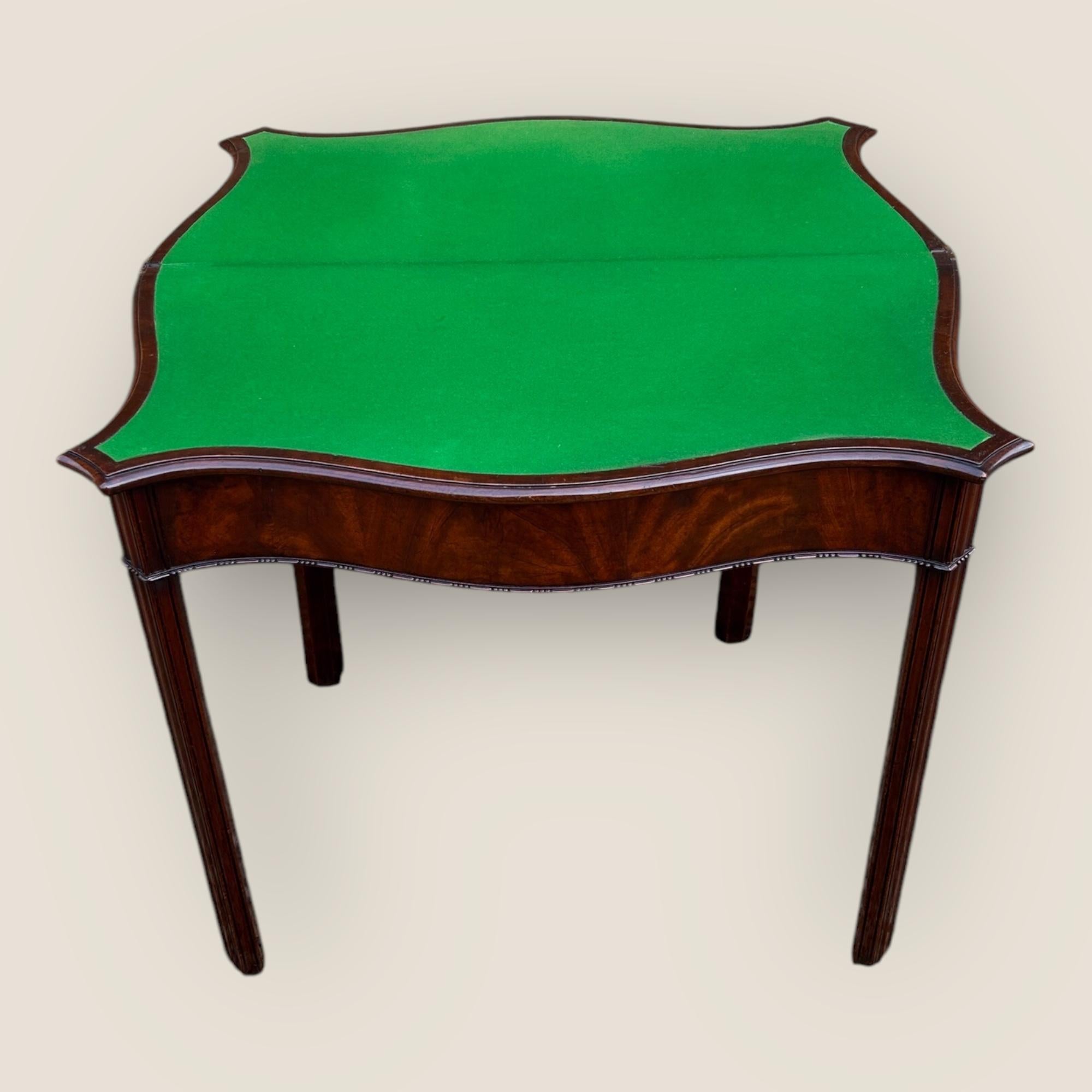 Carved George III Mahogany Serpentine Fronted Card Table For Sale