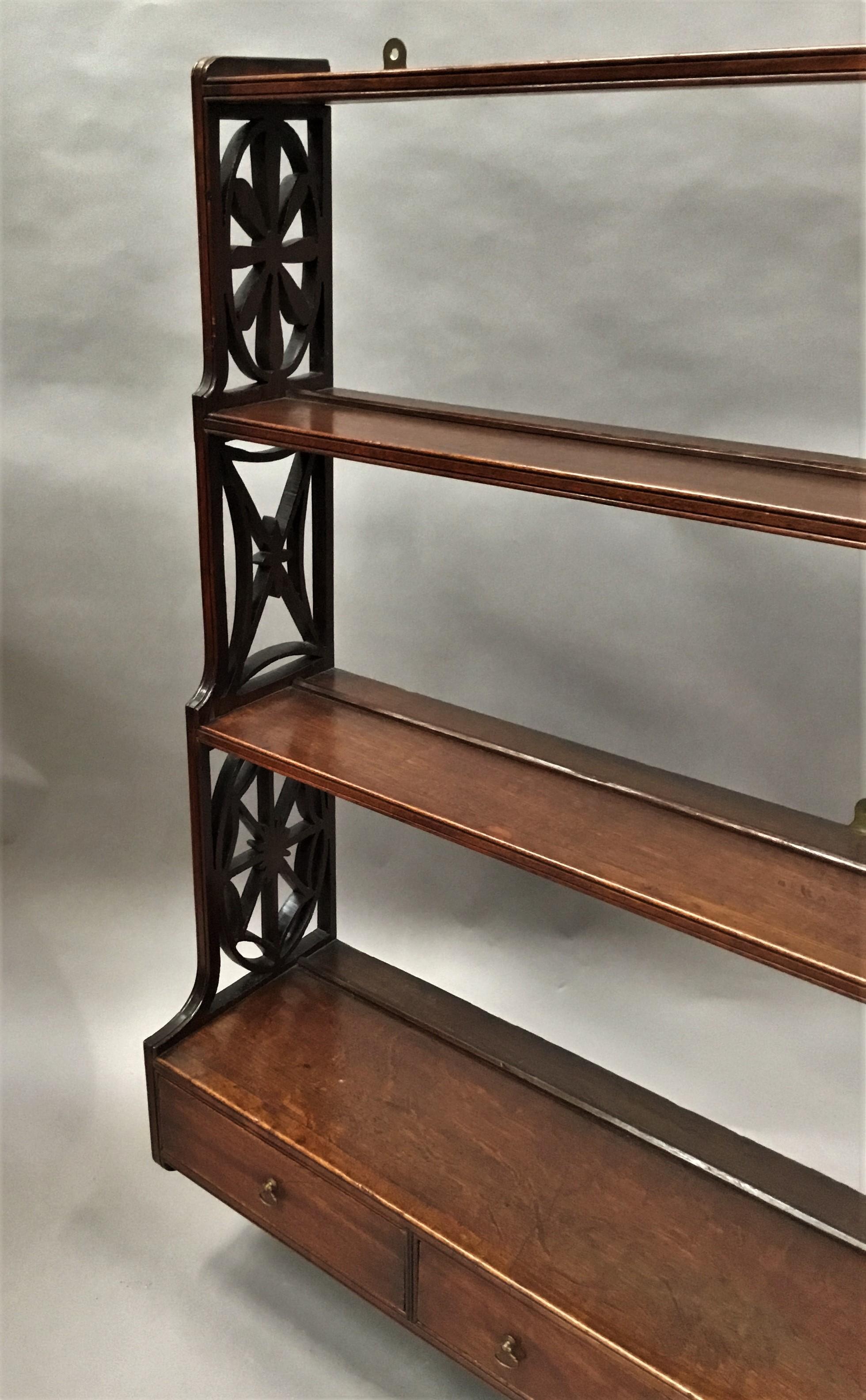 George III Mahogany Set of 'Chippendale' Hanging Wall Shelves For Sale 11