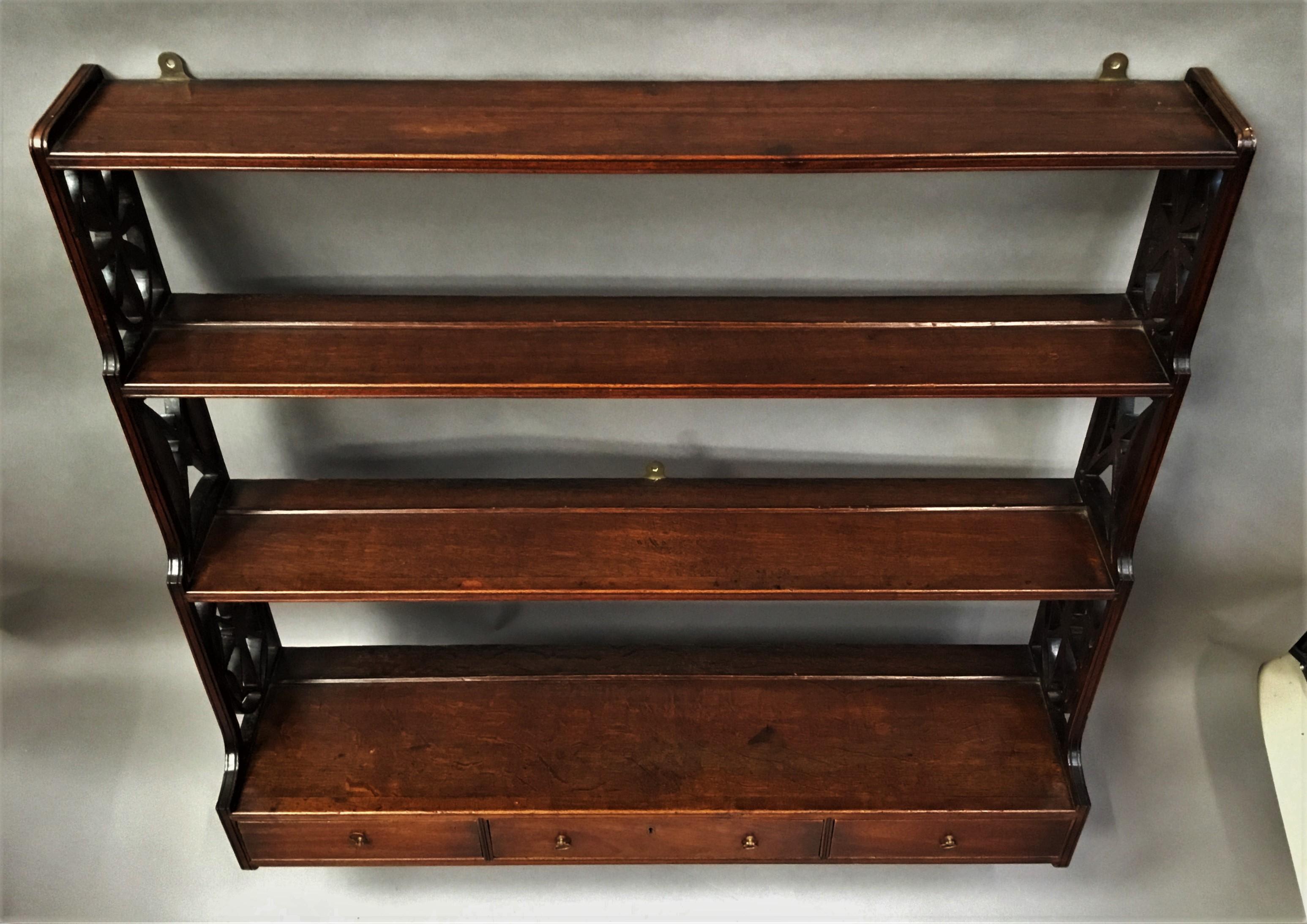 George III Mahogany Set of 'Chippendale' Hanging Wall Shelves For Sale 13