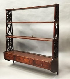 George III Mahogany Set of 'Chippendale' Hanging Wall Shelves