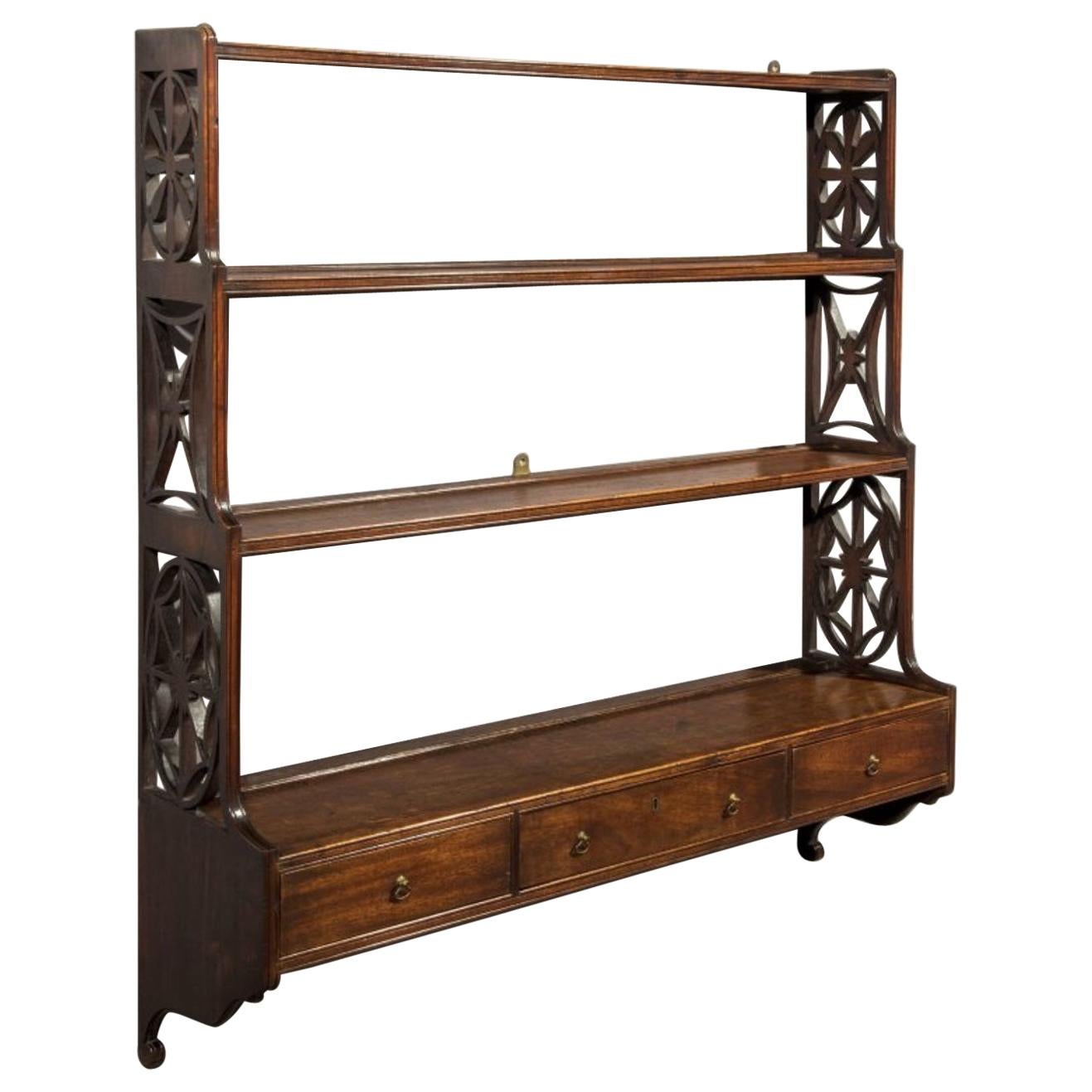 George III Mahogany Set of 'Chippendale' Hanging Wall Shelves For Sale