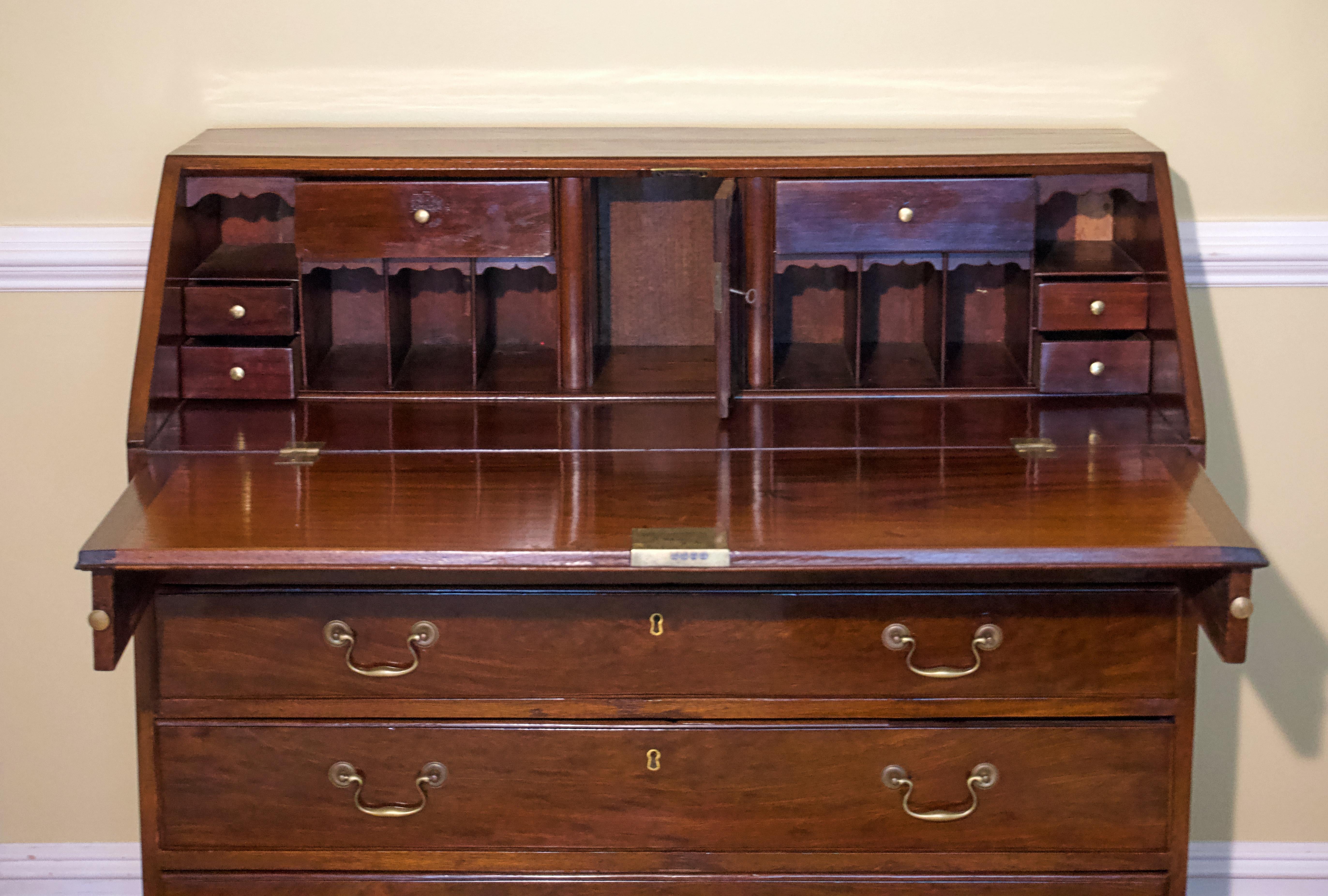 English George III Mahogany Slant-Front Bureau