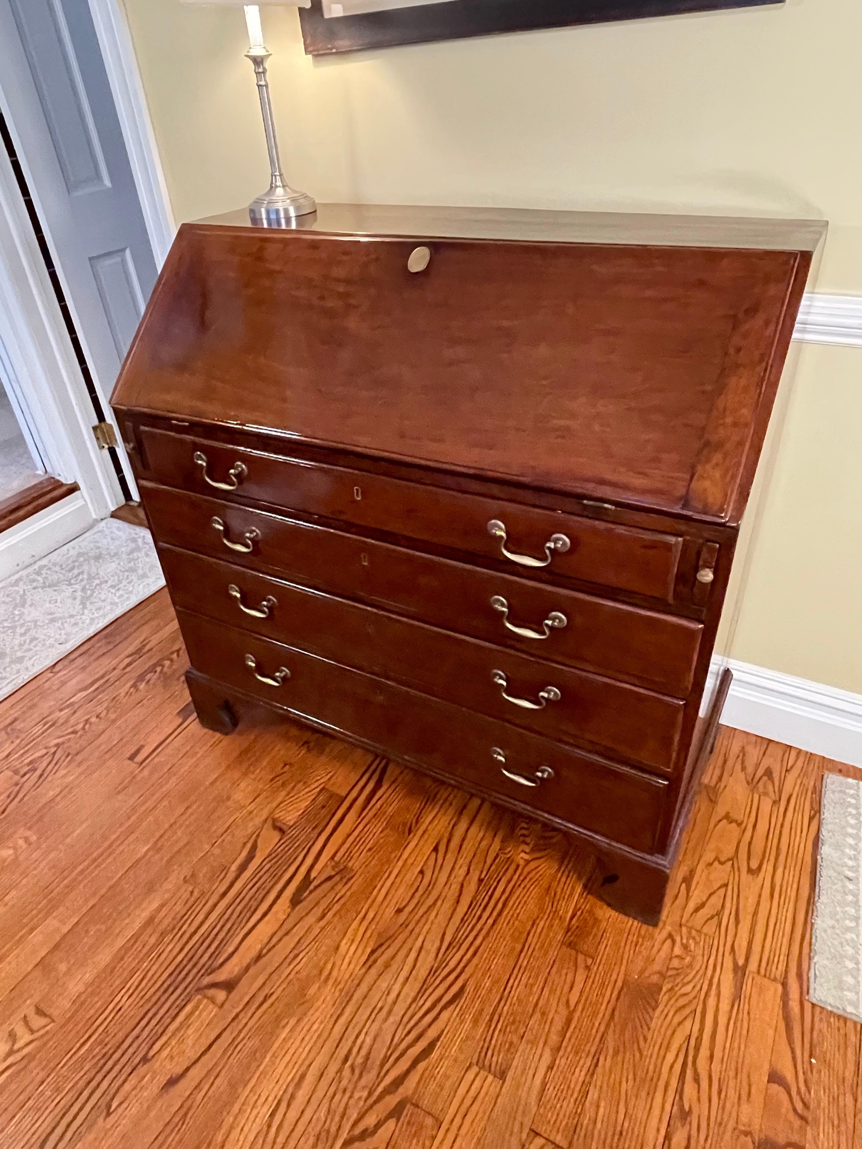 George III Mahogany Slant-Front Bureau 1