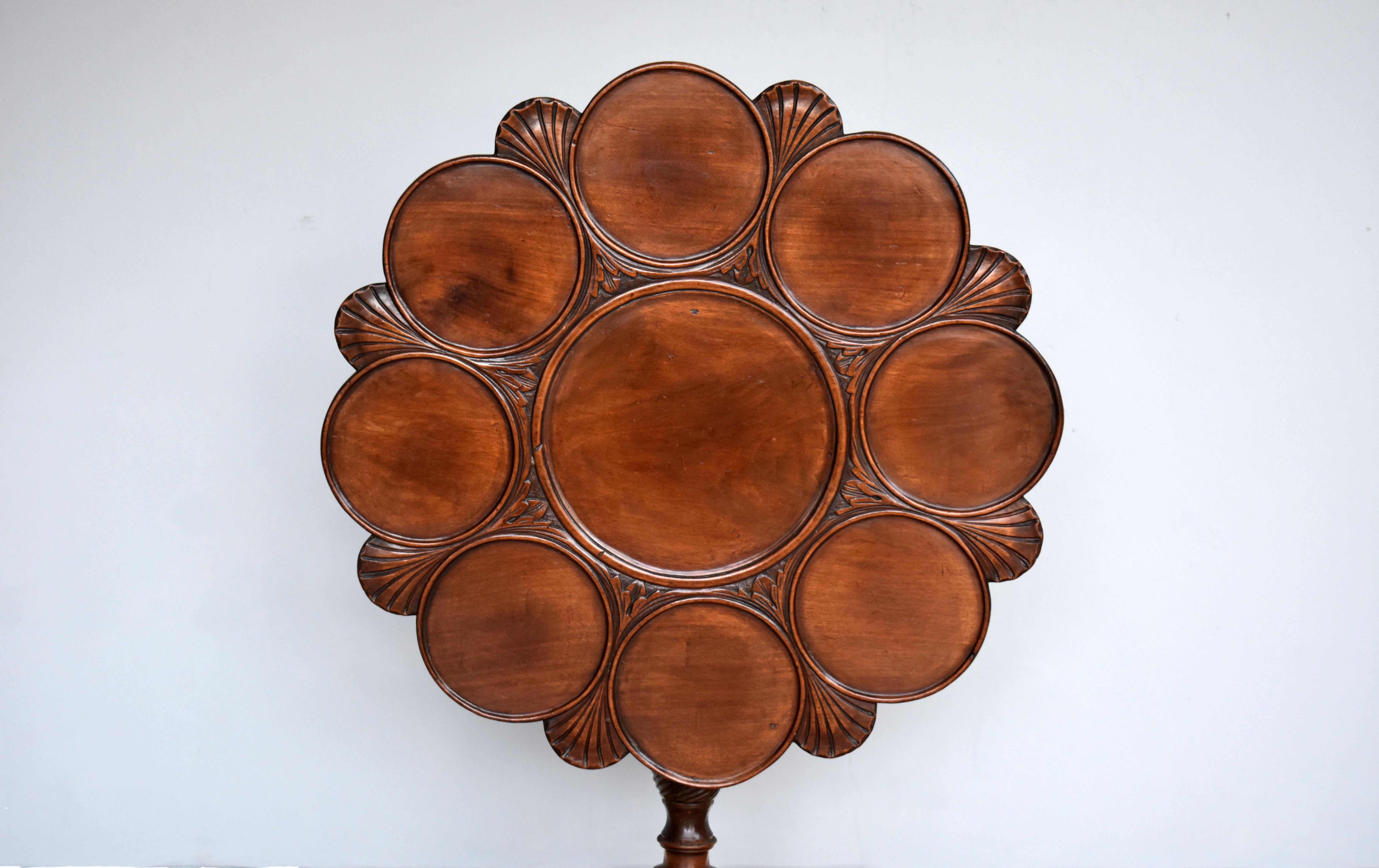 For sale is a good quality George III mahogany snap top table. Having a shaped top, above a turned stem standing on elegant legs, this piece is in very good condition for its age.

Measures: Width 30.5