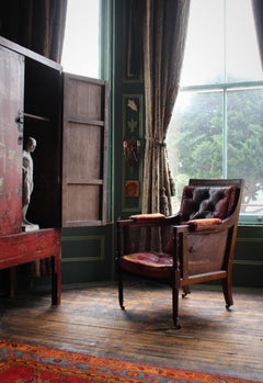 George III Mahogany Square Back Bergere Armchair Country House Antique