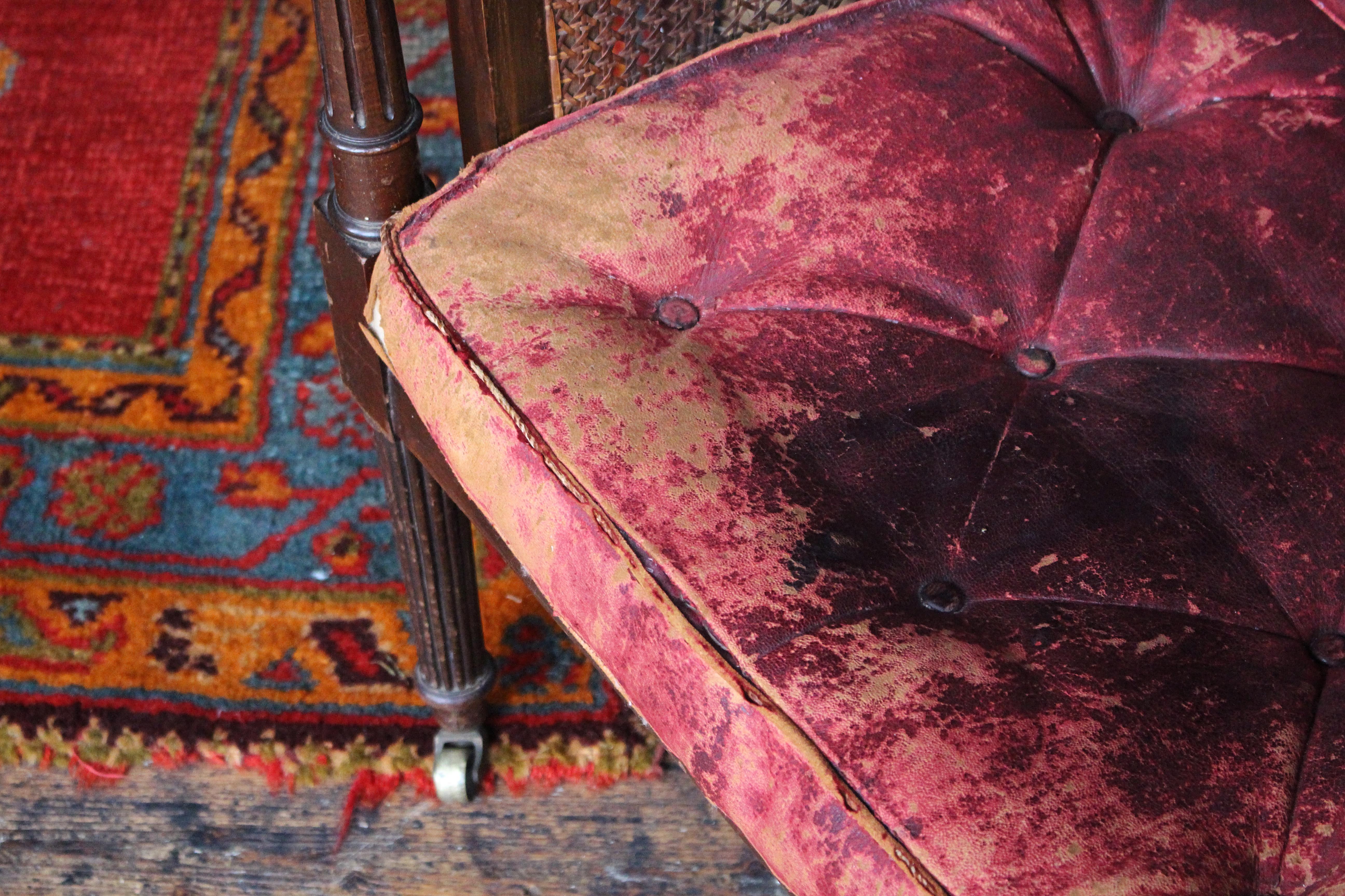 George III Mahagoni Square Back Bergere Sessel Landhaus Antike im Zustand „Relativ gut“ im Angebot in Lowestoft, GB