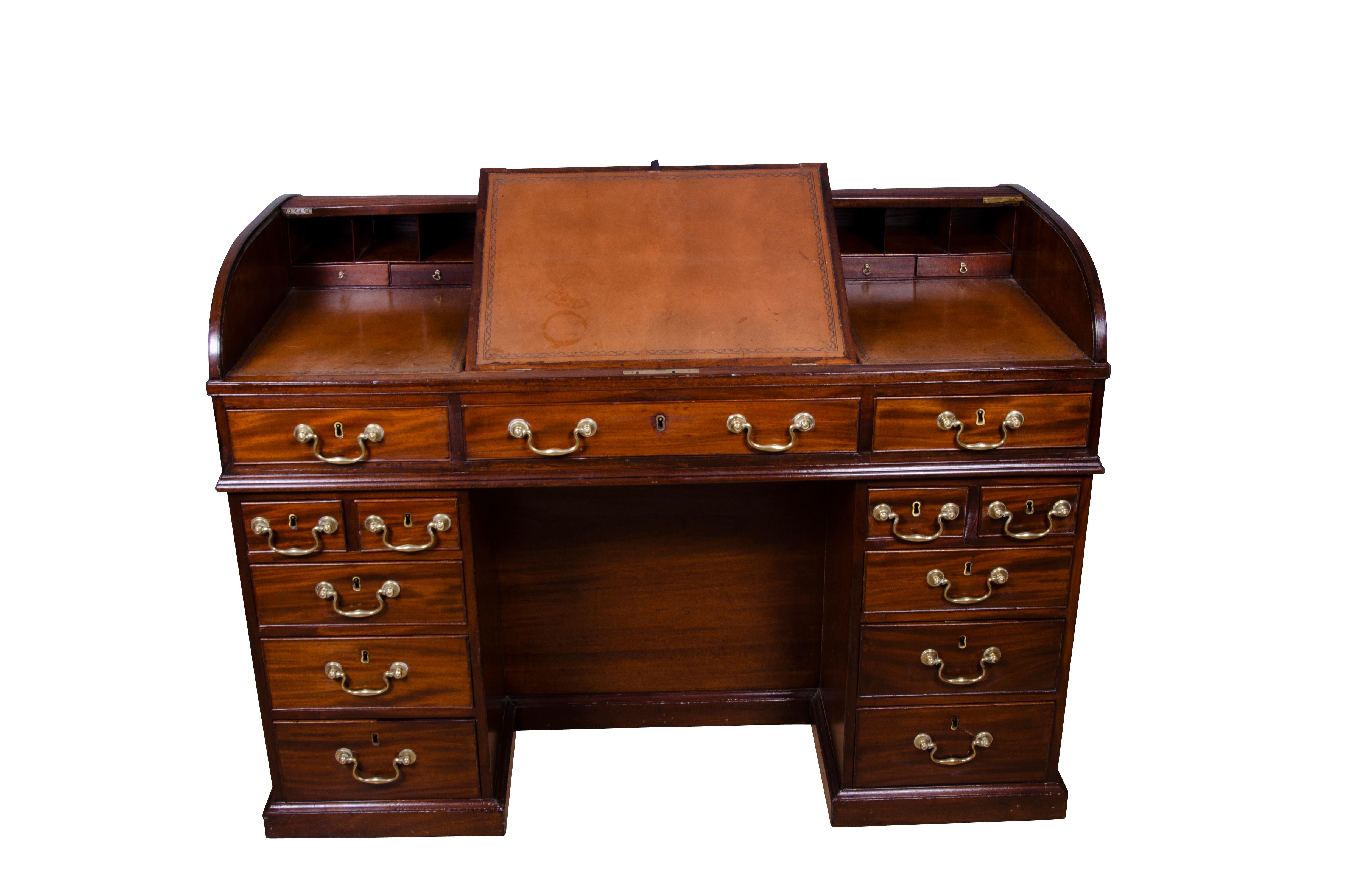 Mid-18th Century George III Mahogany Tambour Desk