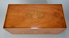 George III Mahogany Tea Caddy with Inlaid Shell and Flower Motifs C180
