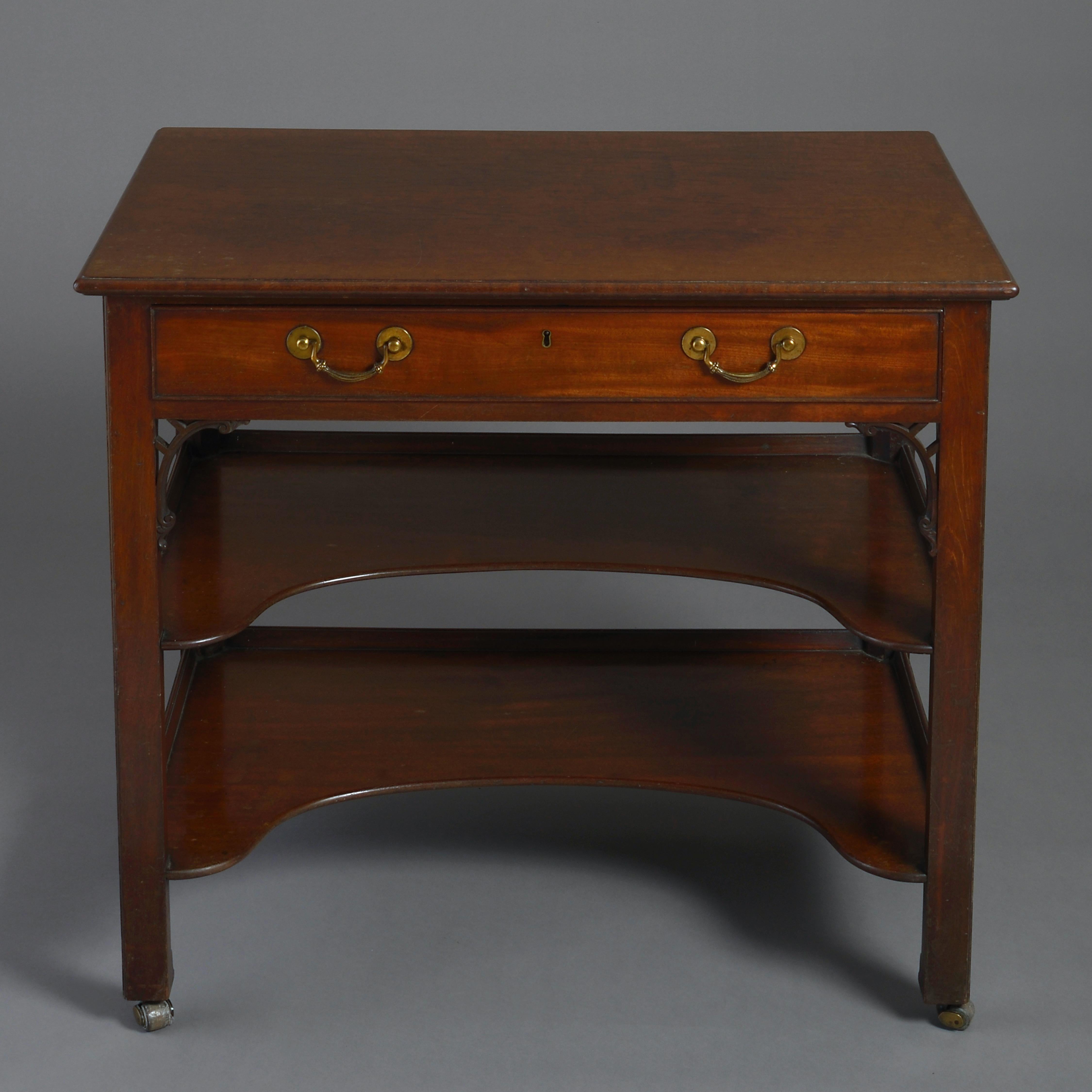 18th Century and Earlier George III Mahogany Three-Tier Side Table For Sale