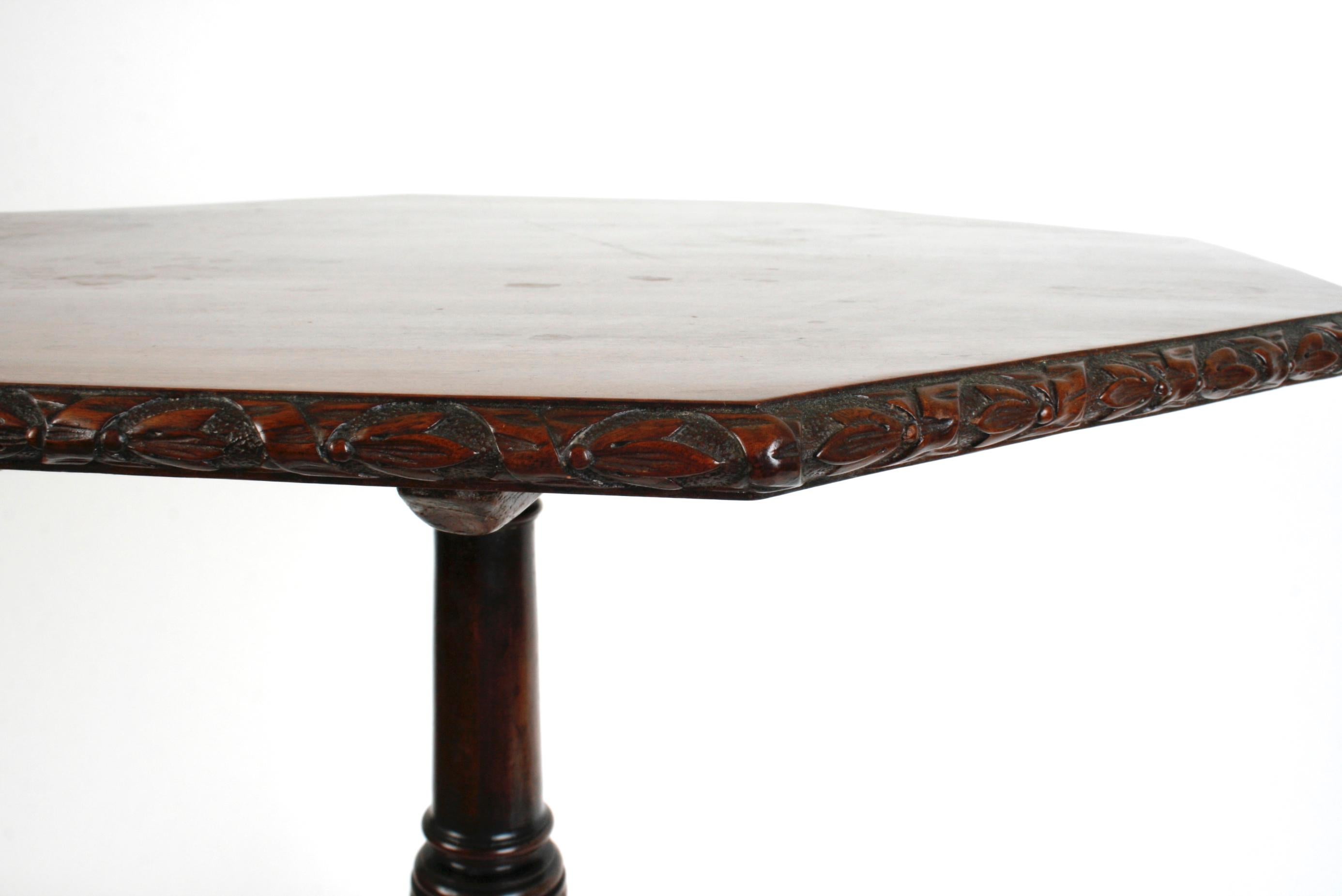 Carved George III Mahogany Tilt Top Table, circa 1760 For Sale