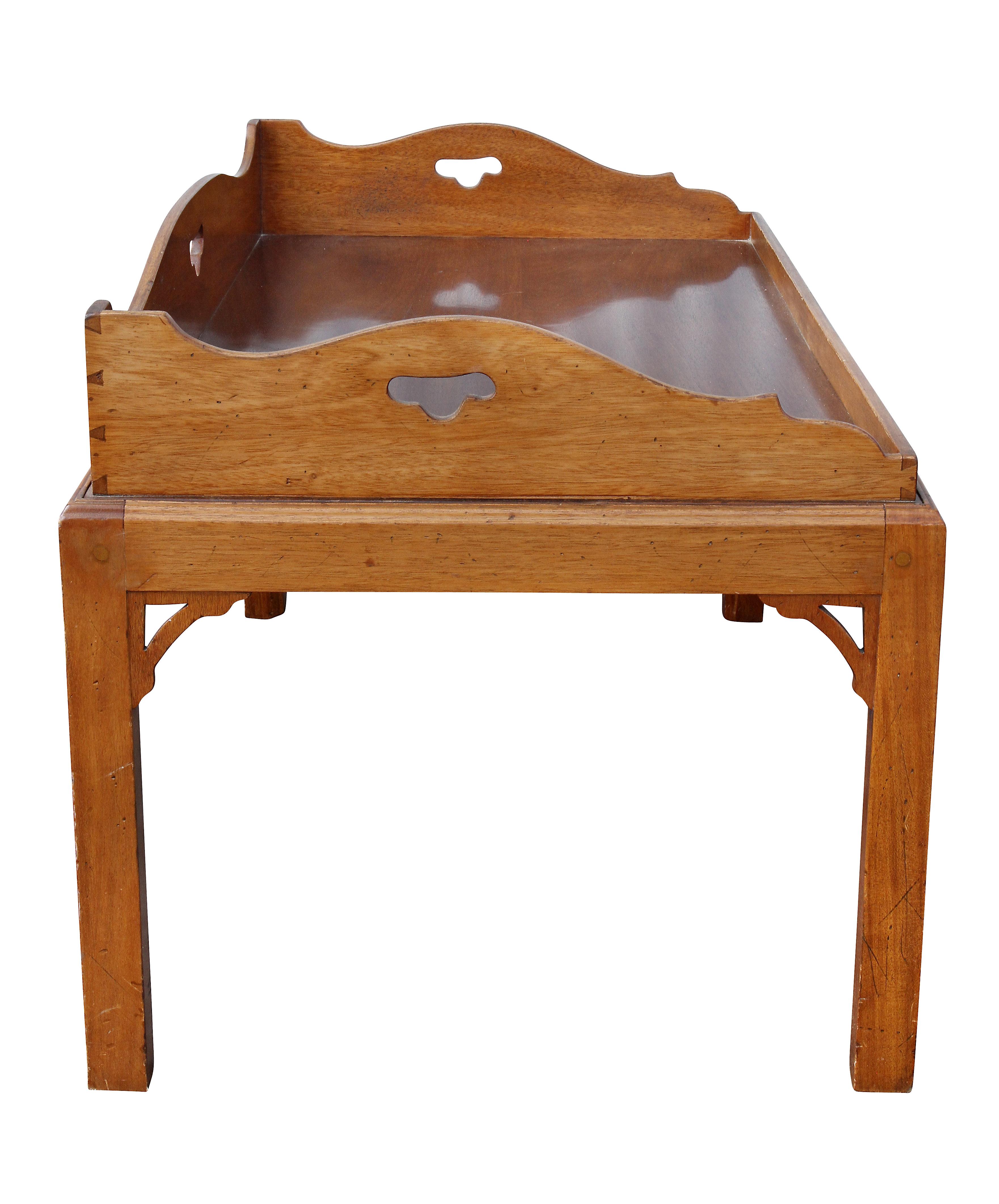 George III Mahogany Tray Top Coffee Table on Later Stand 1