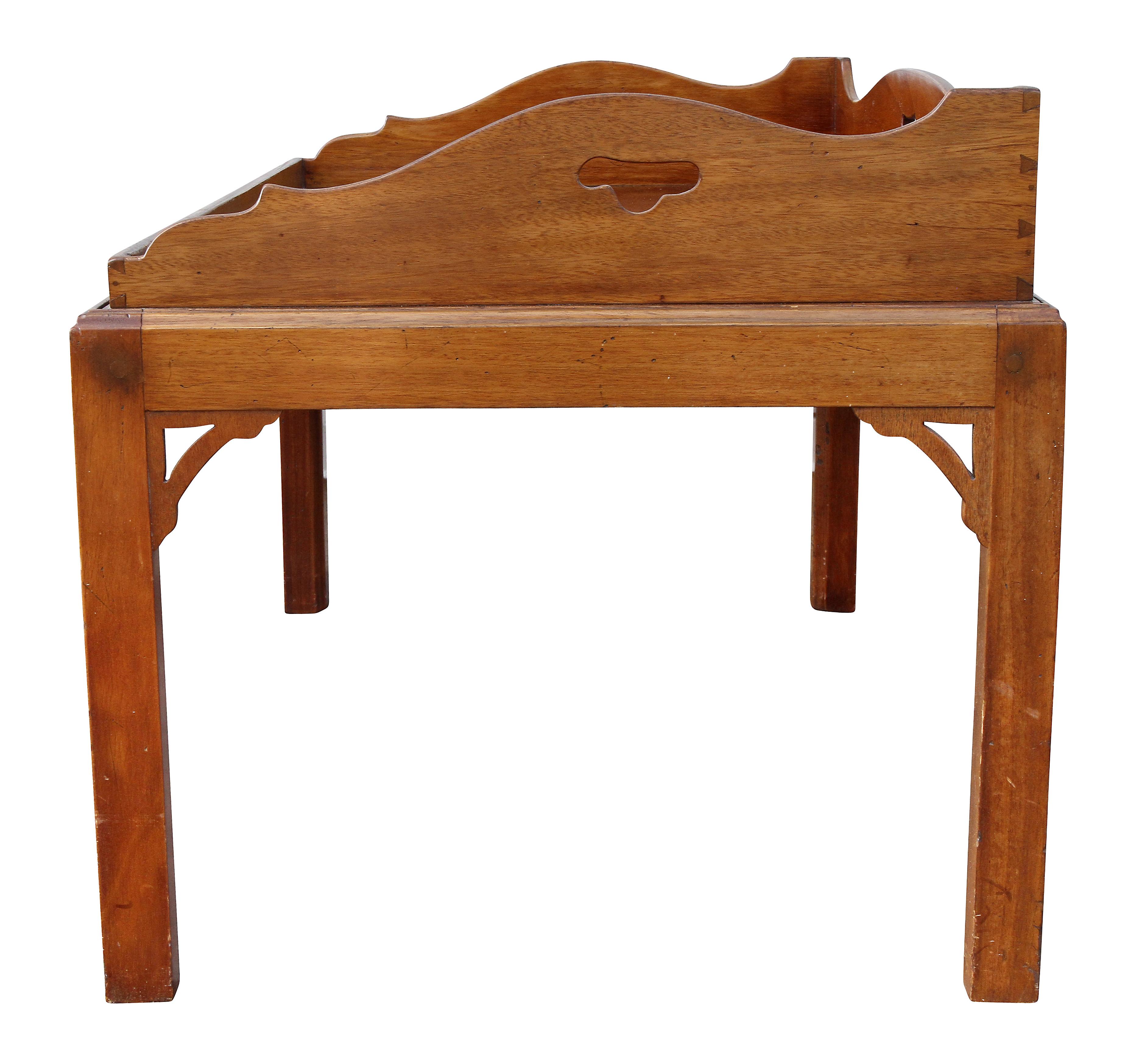 George III Mahogany Tray Top Coffee Table on Later Stand 3