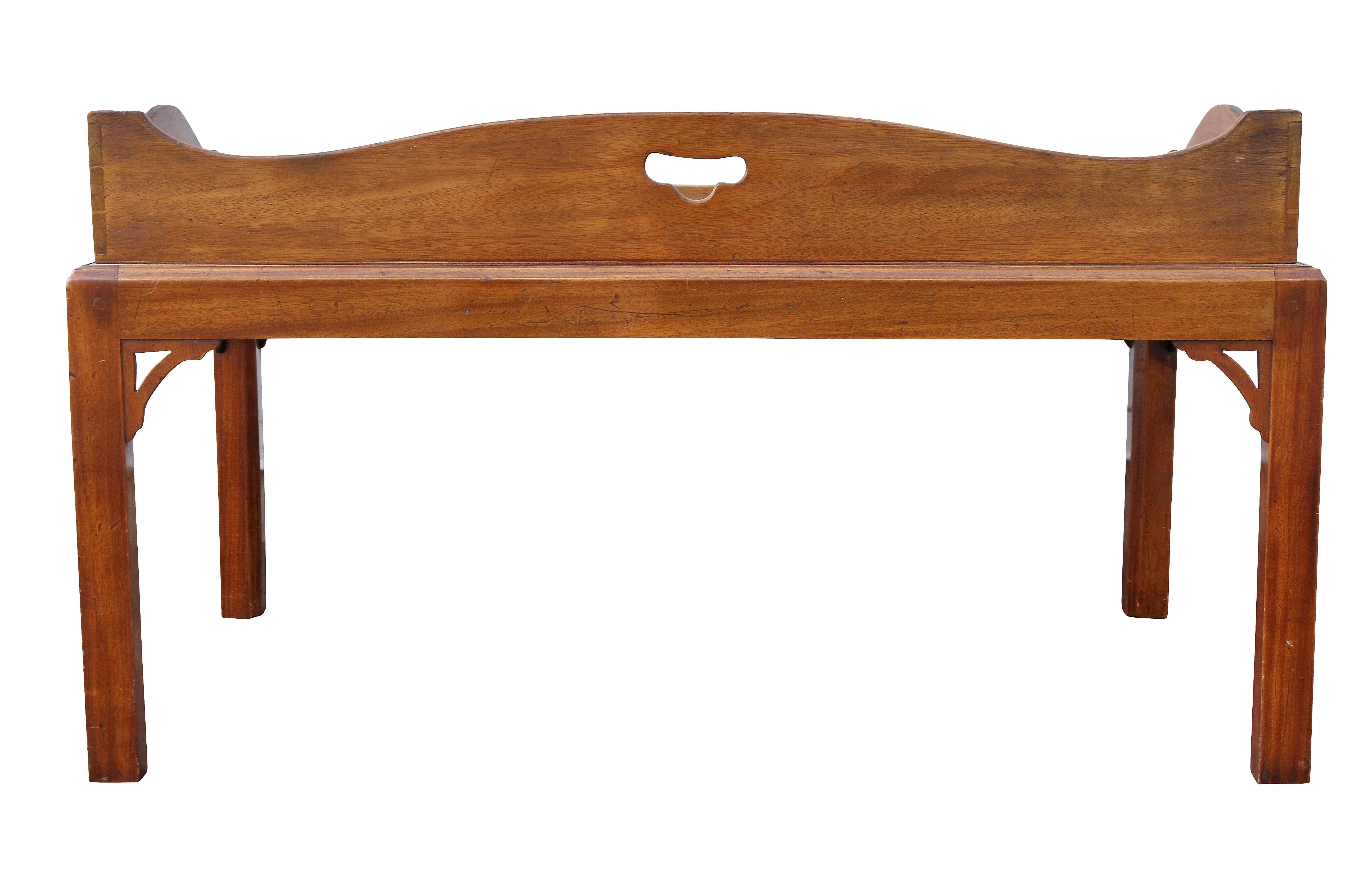 George III Mahogany Tray Top Coffee Table on Later Stand 4