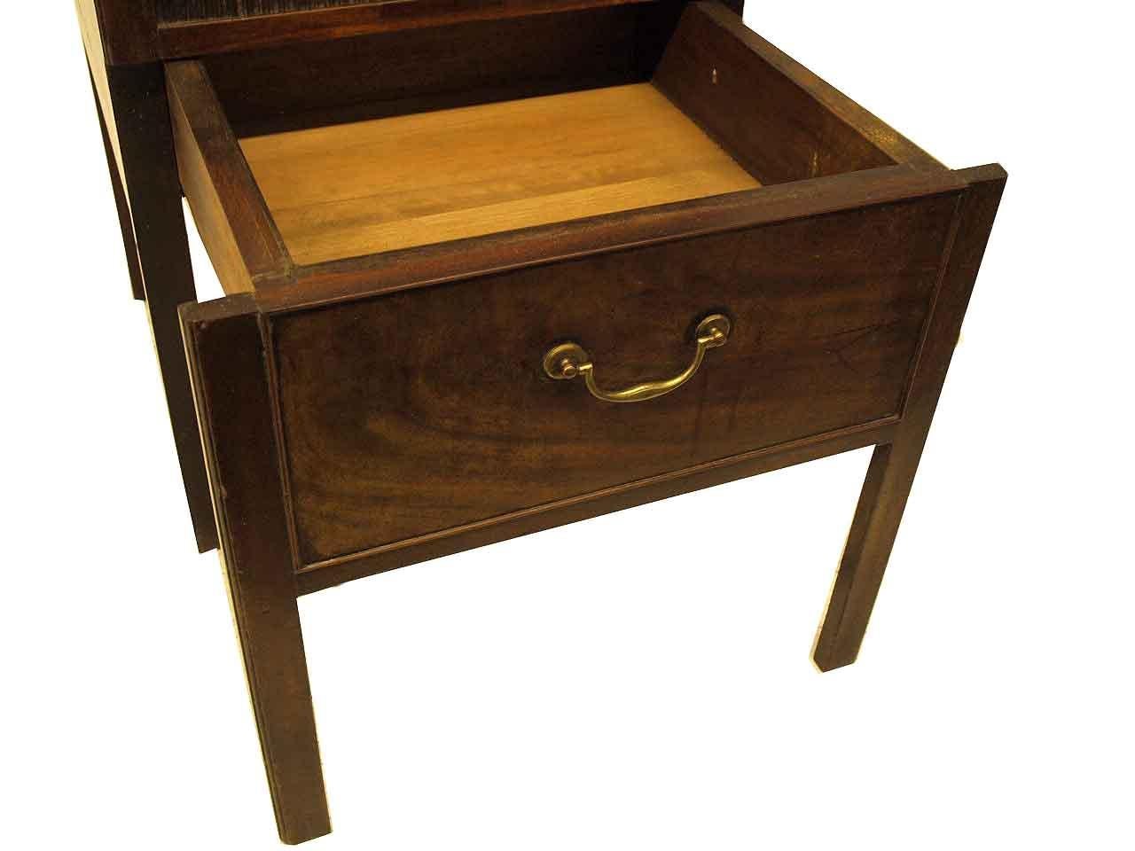 Brass George III Mahogany Tray Top Commode For Sale