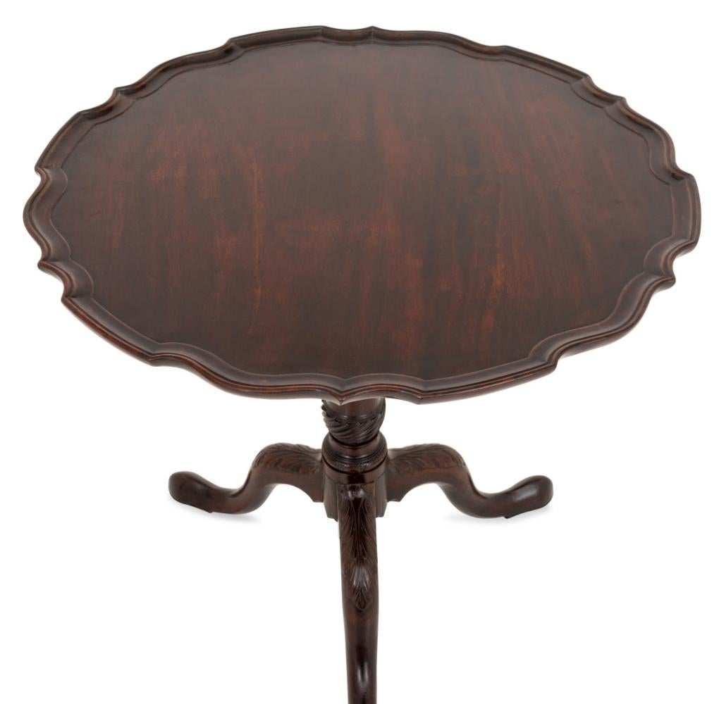 Antik George III Mahagoni Tilt Top Tripod Tisch, circa 1765. Dieser Tisch hat eine klappbare Platte mit Tortenrand auf einer gedrechselten Balustersäule und drei blattgedeckte Cabriole-Beine auf pad-Füßen. 27