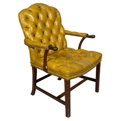 George III Mahogany Tufted Leather Armchair