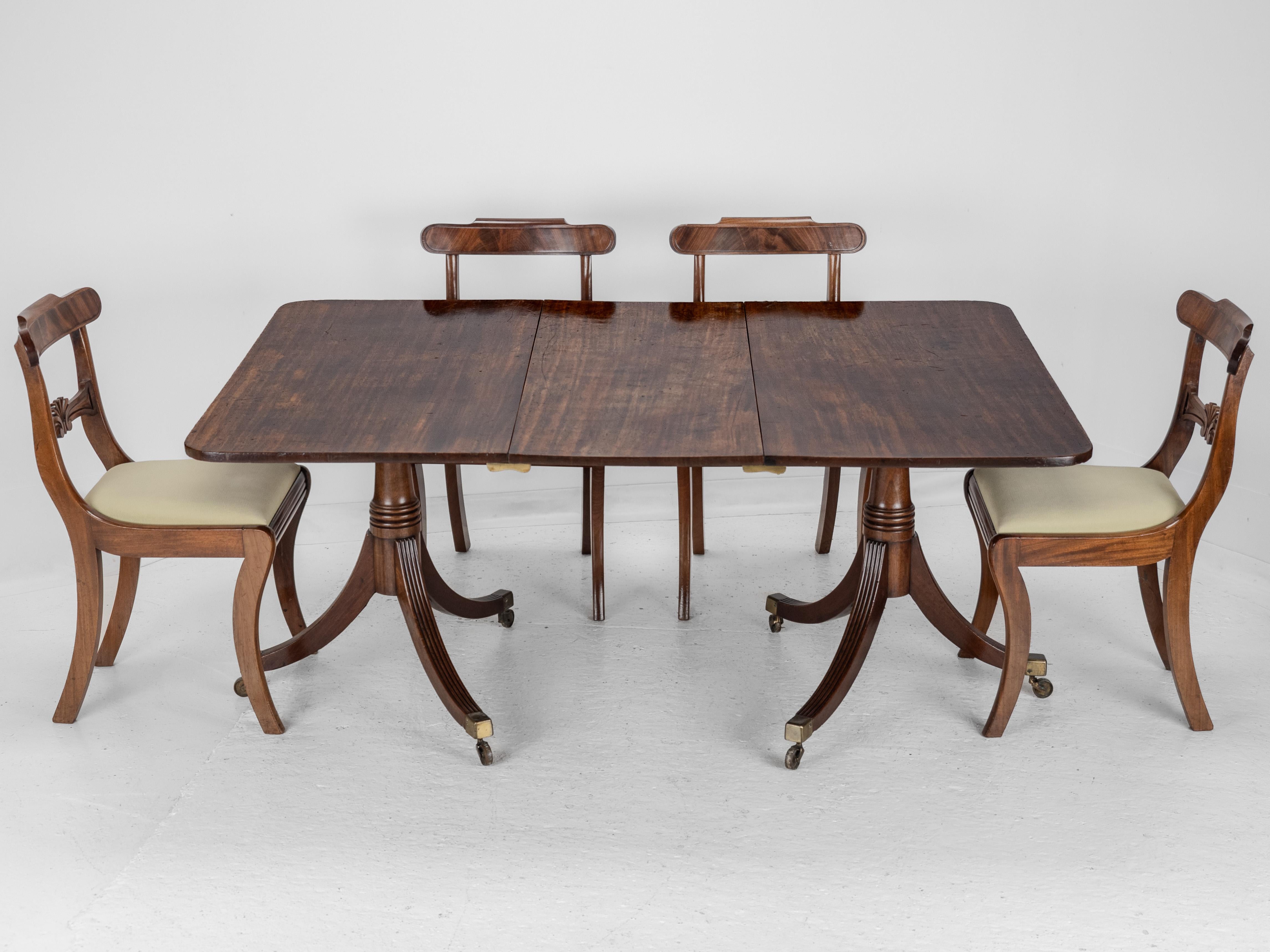 George III Mahogany Twin Pedestal Extending Dining Table, Late c.18th, Georgian For Sale 1