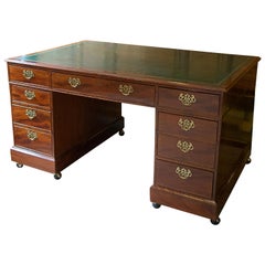 George III Mahogany Two Pedestal Leather Top Desk