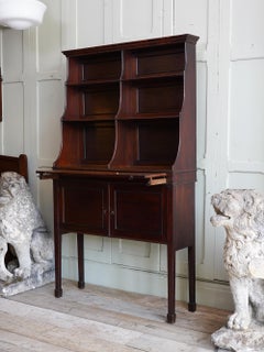George III Mahogany Waterfall Bookcase on Cupboard
