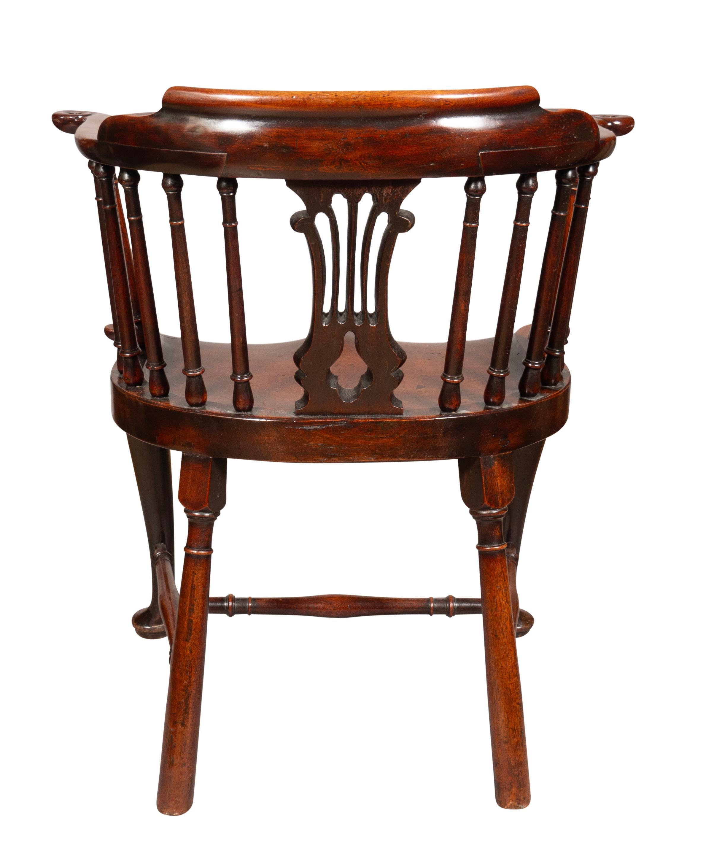 George III Mahogany Windsor Armchair In Good Condition In Essex, MA