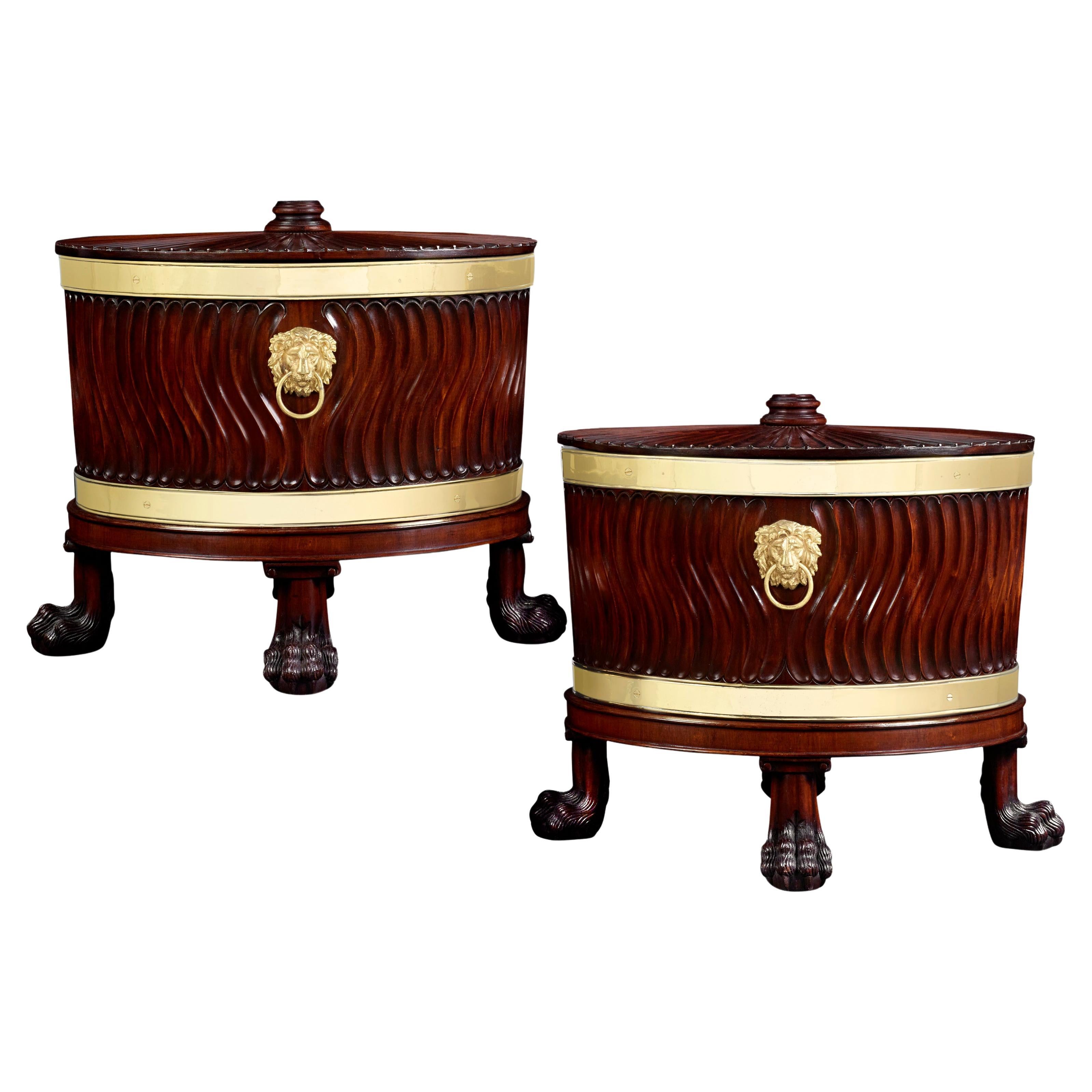 George III Mahogany Wine Cooler Pair For Sale