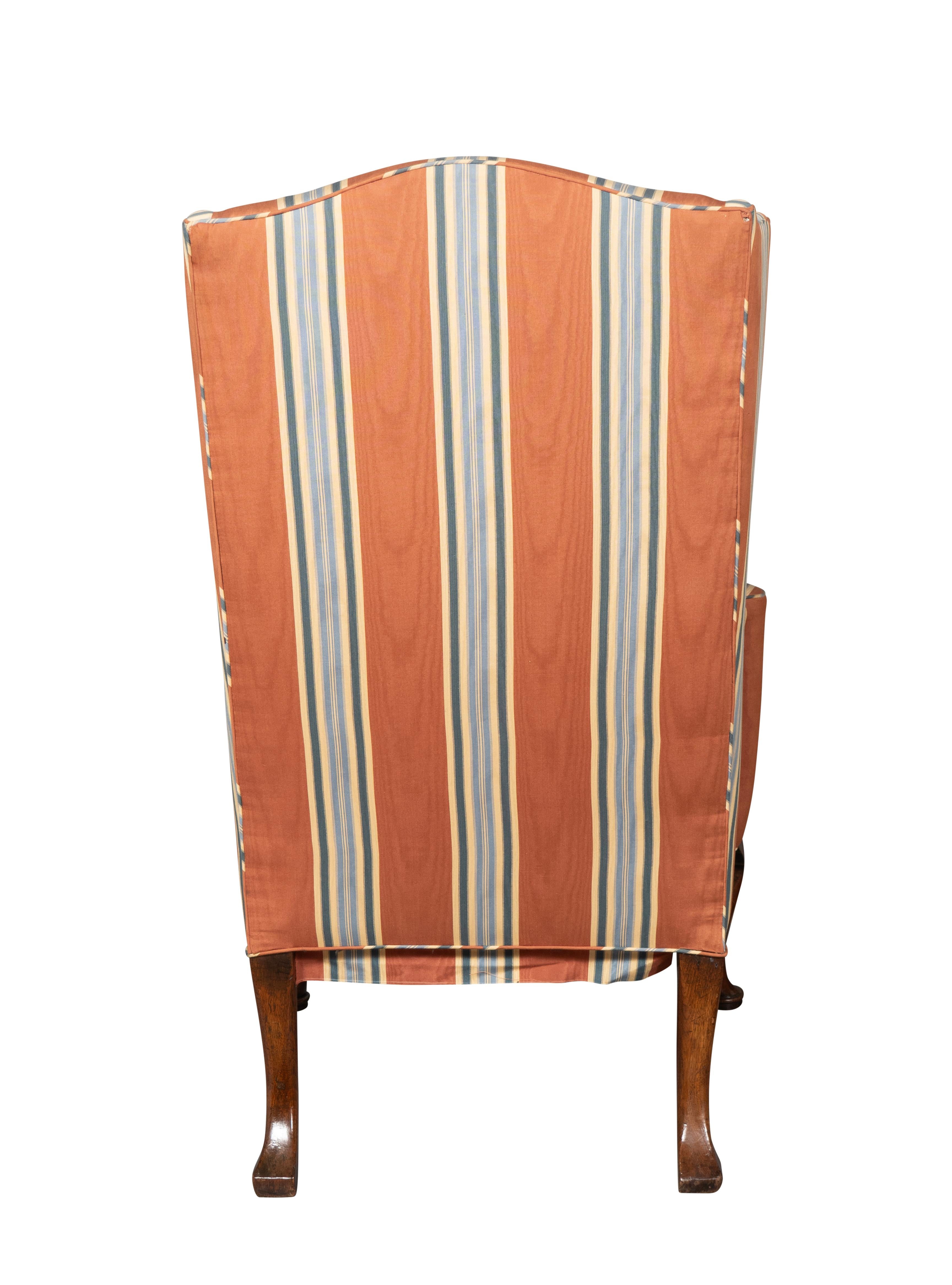George III Mahogany Wing Back Chair In Good Condition For Sale In Essex, MA
