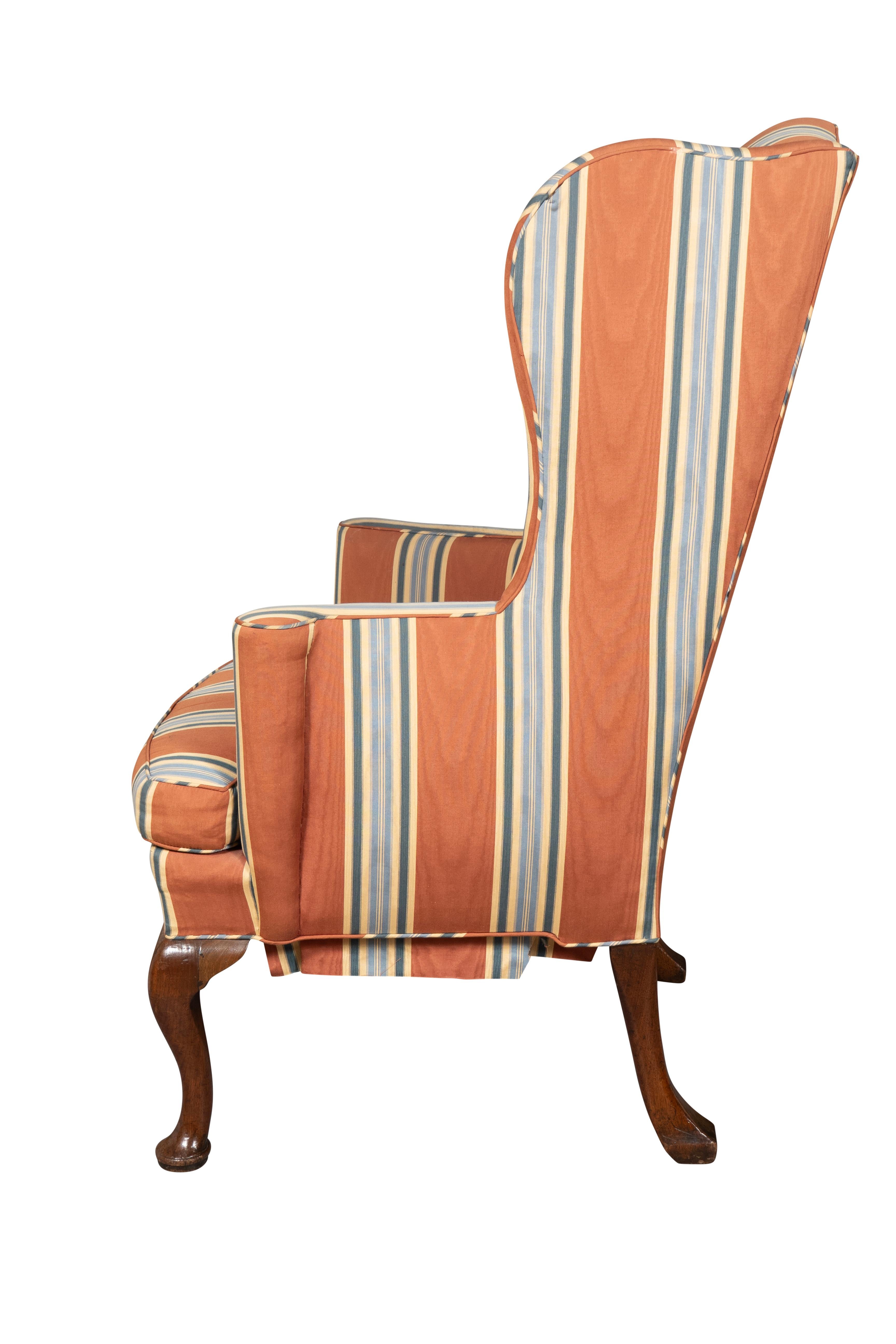 Mid-18th Century George III Mahogany Wing Back Chair For Sale
