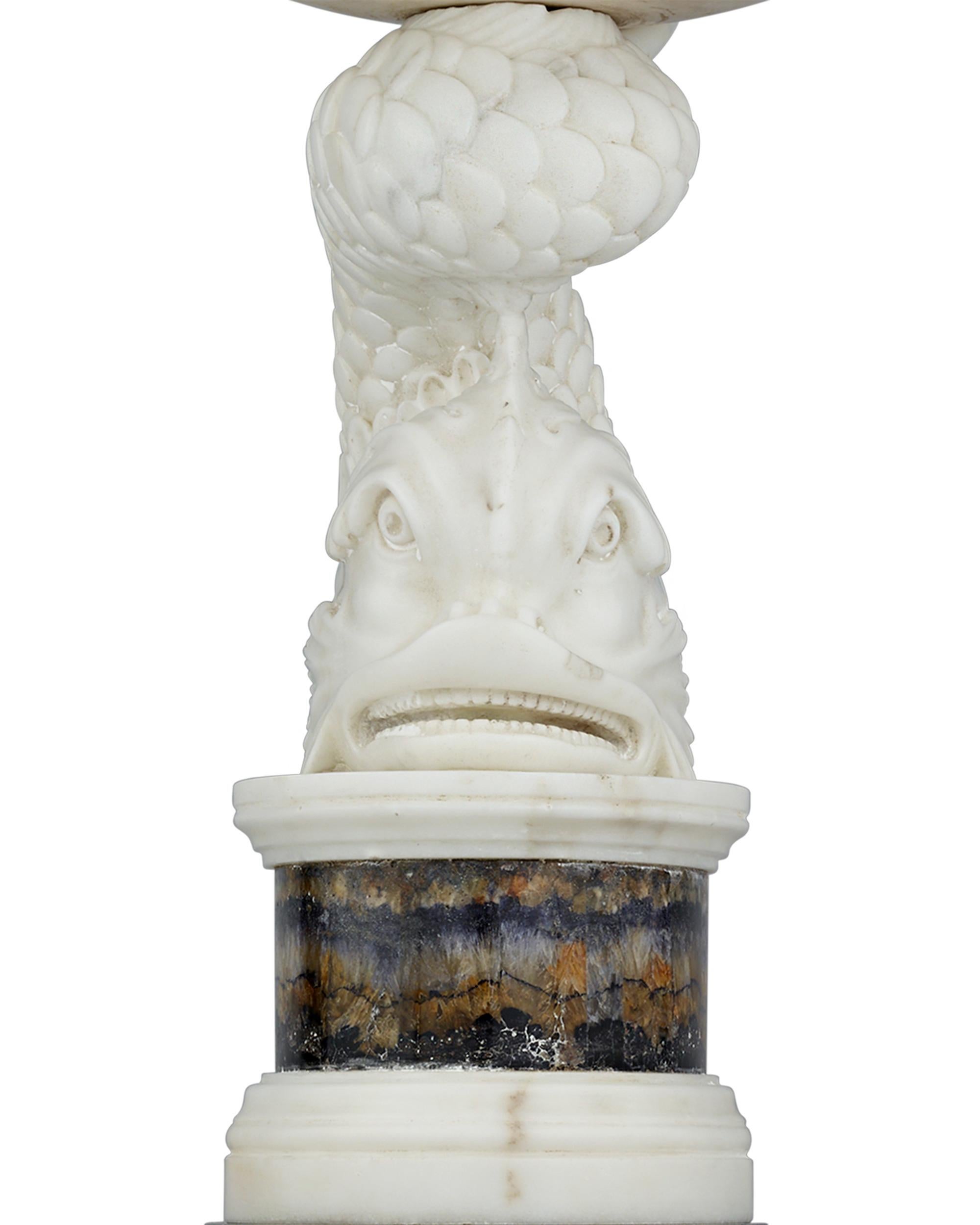 George III Marble and Blue John Dolphin Tazza In Excellent Condition For Sale In New Orleans, LA