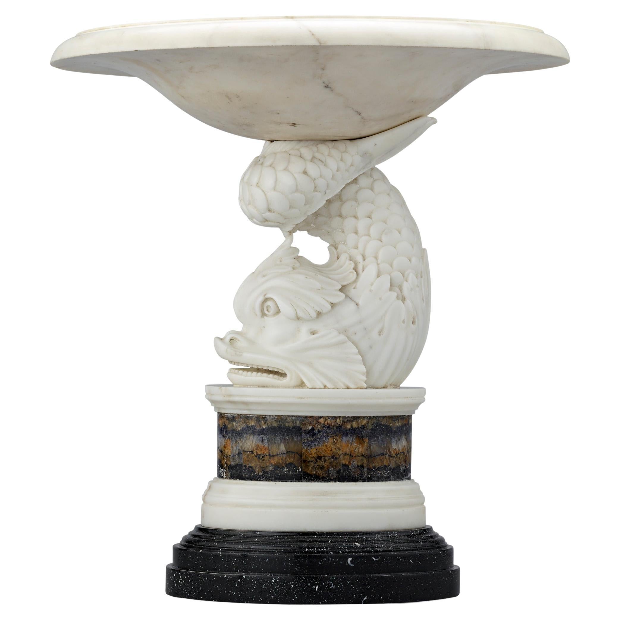 George III Marble and Blue John Dolphin Tazza For Sale