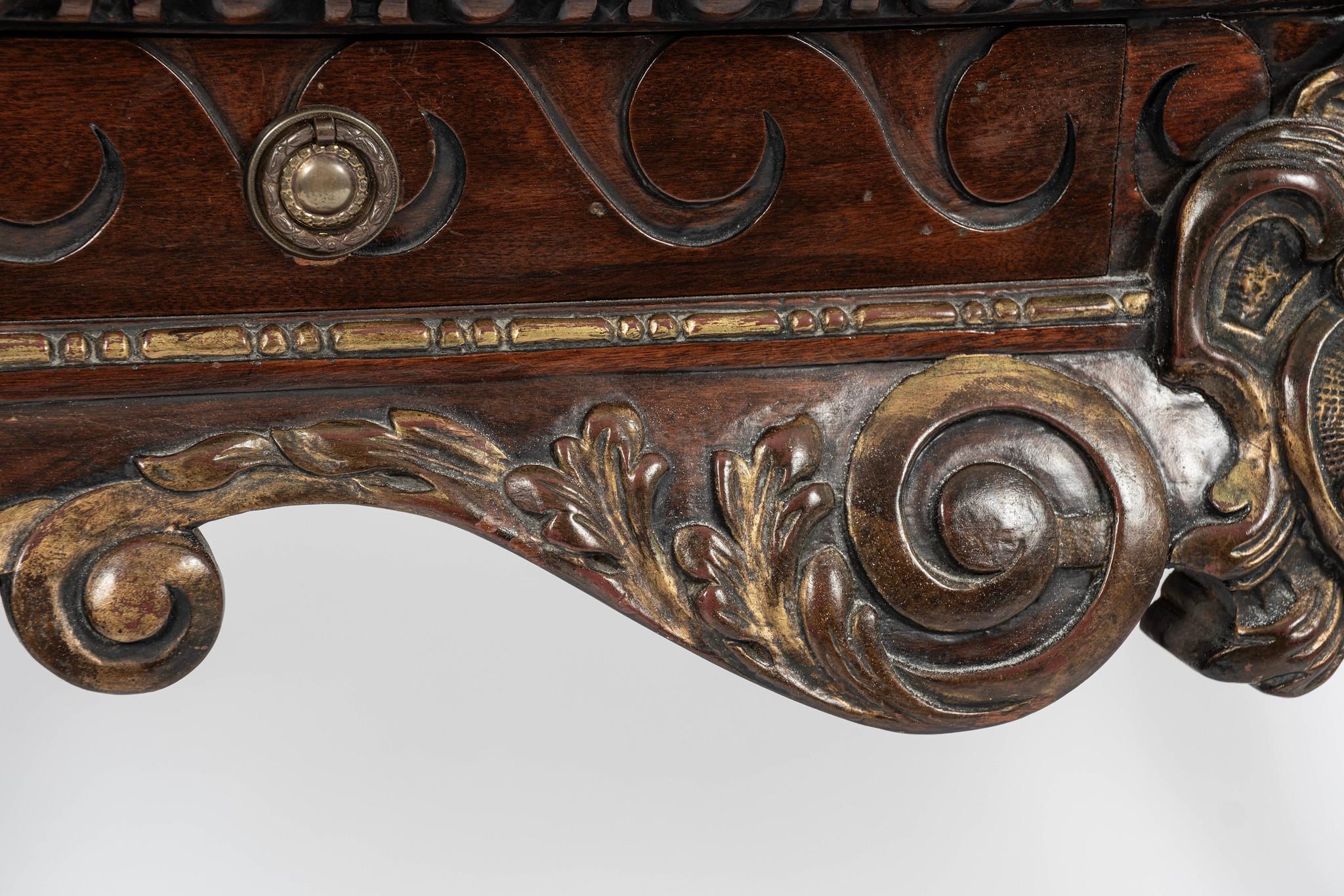 Hand-Carved George III Marble Top Console