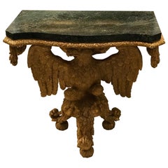George III Marble Topped Console Table with Intricate Carved Eagle Base