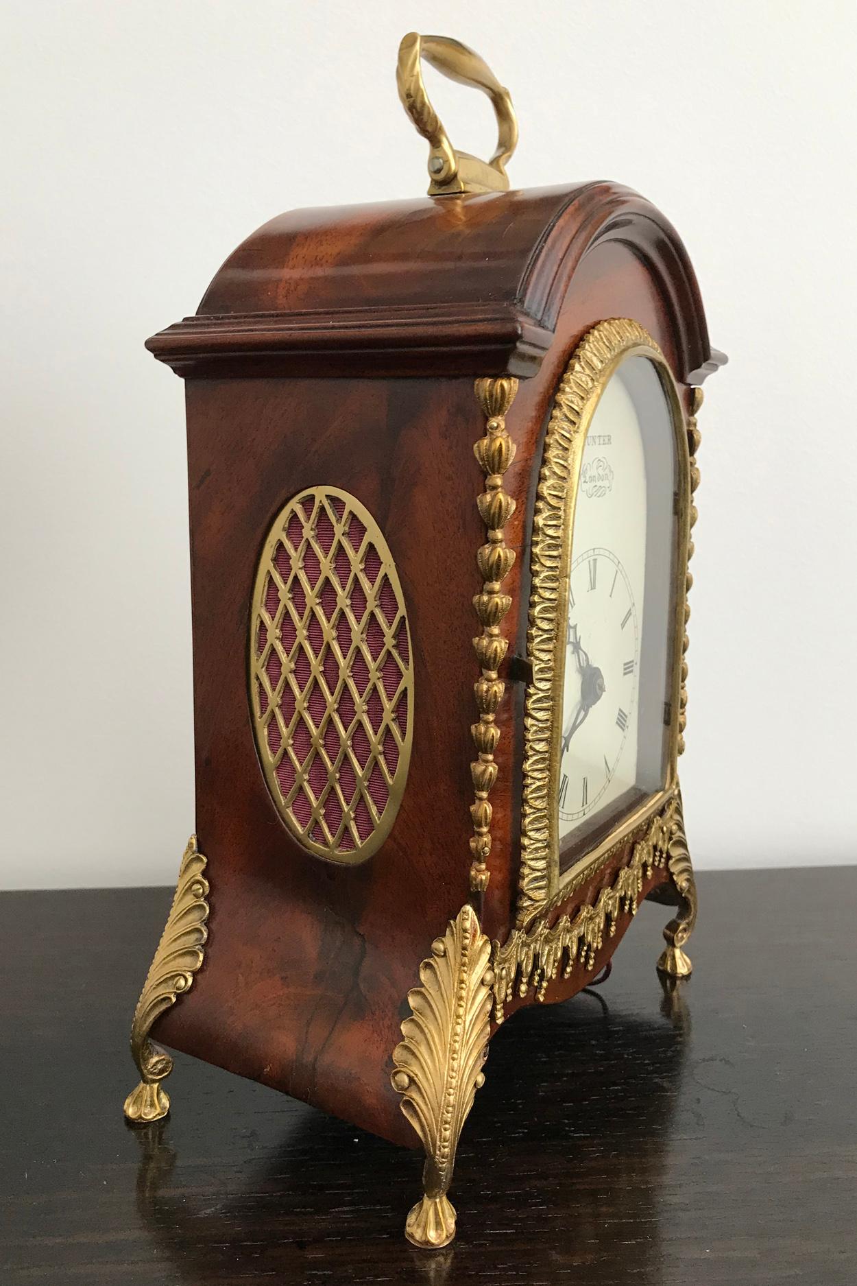 18th Century and Earlier George III Miniature Twin Fusee Mantel Clock, Hunter London, circa 1790 For Sale