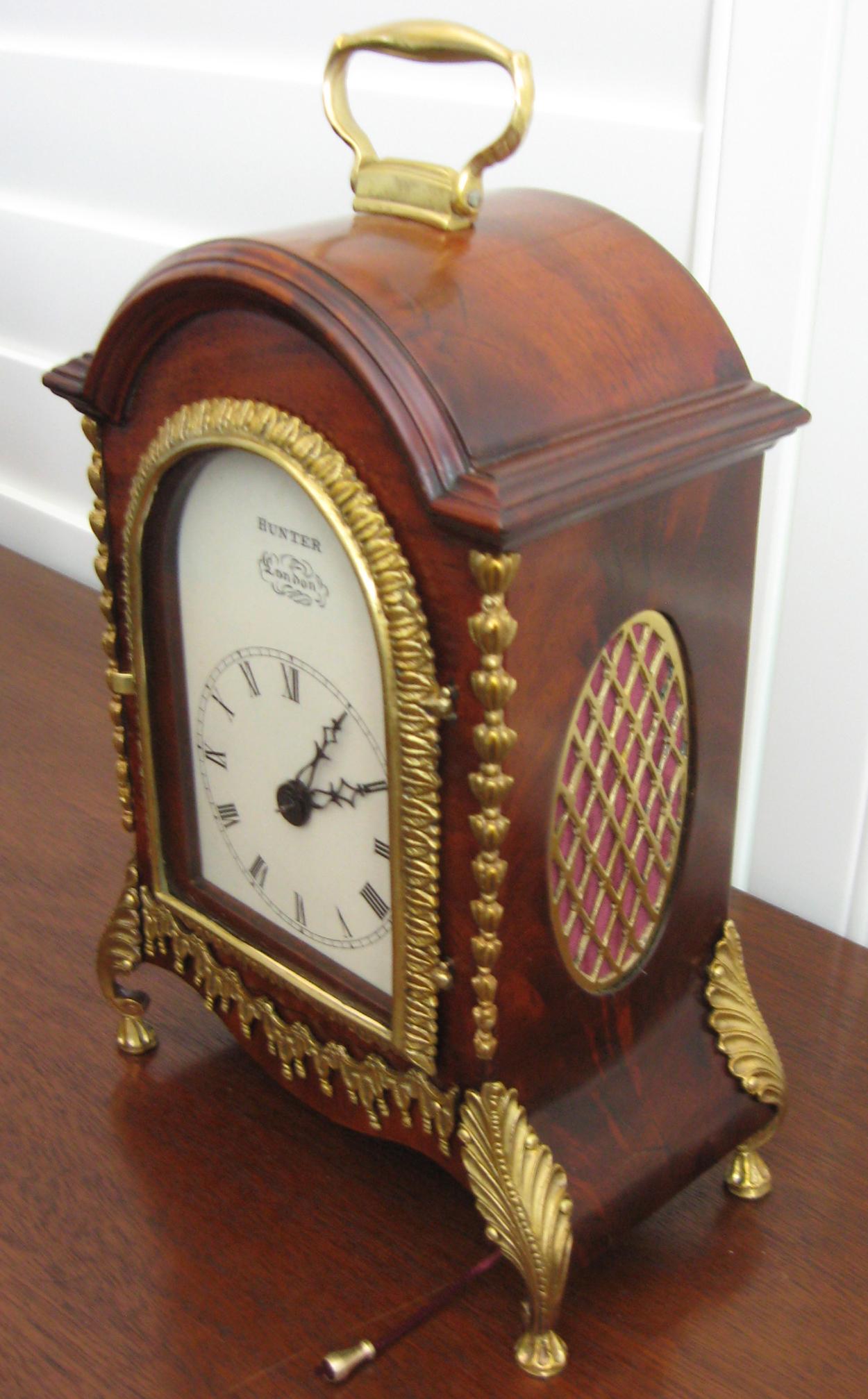 George III Miniature Twin Fusee Mantel Clock, Hunter London, circa 1790 2