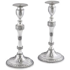 George III Neoclassical Candlesticks made in London in 1778 by Henry Hobdell