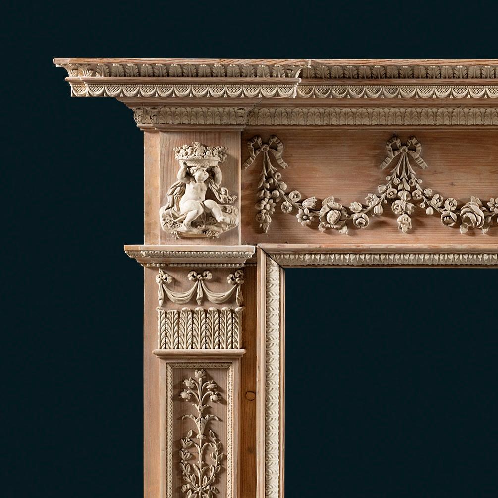 Neoclassical 18th Century George III, Neo-Classical, Gesso Mounted Pine Fireplace Mantel