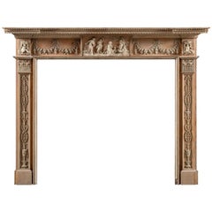 18th Century George III, Neo-Classical, Gesso Mounted Pine Fireplace Mantel